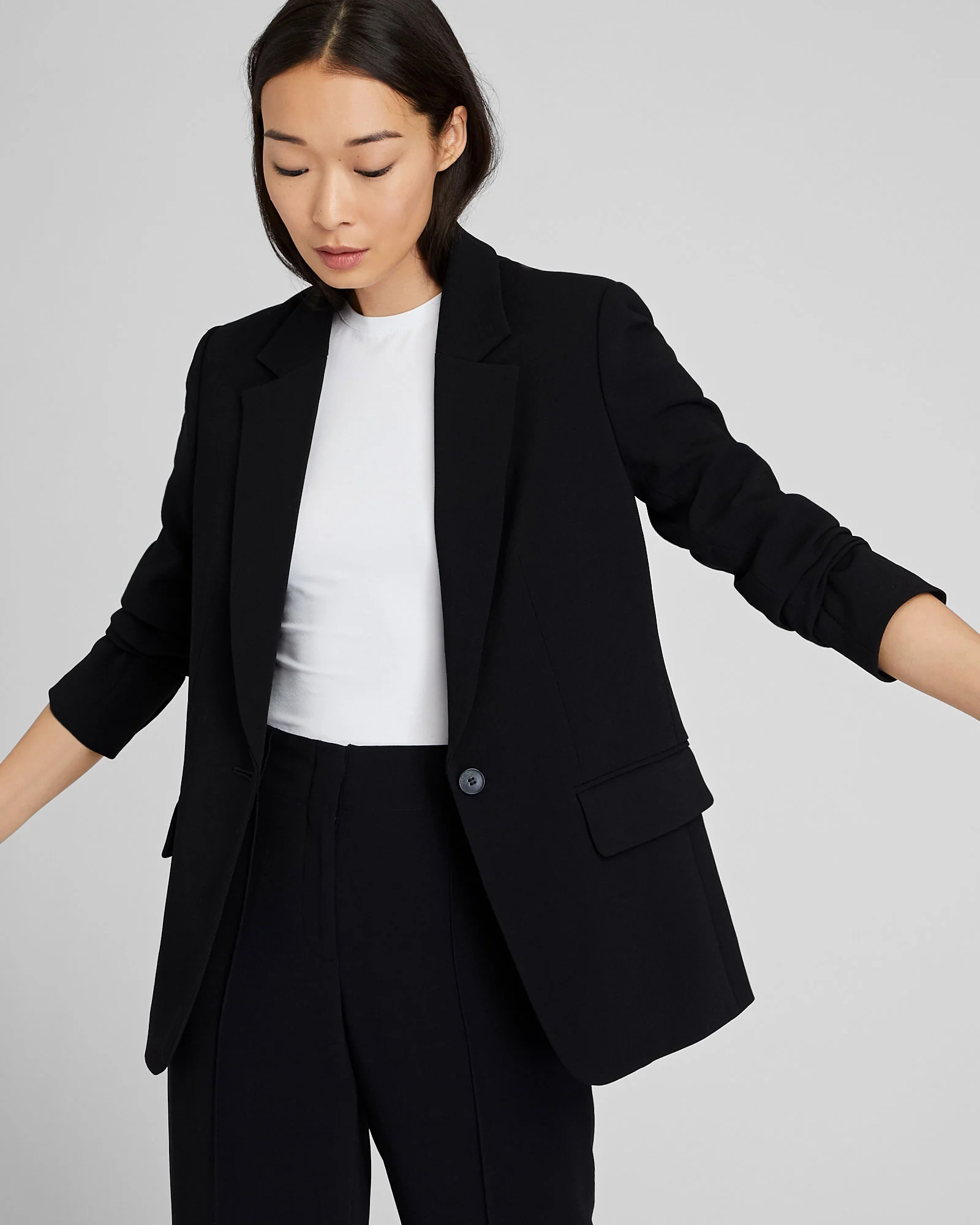 Relaxed Single Breasted Crepe Blazer