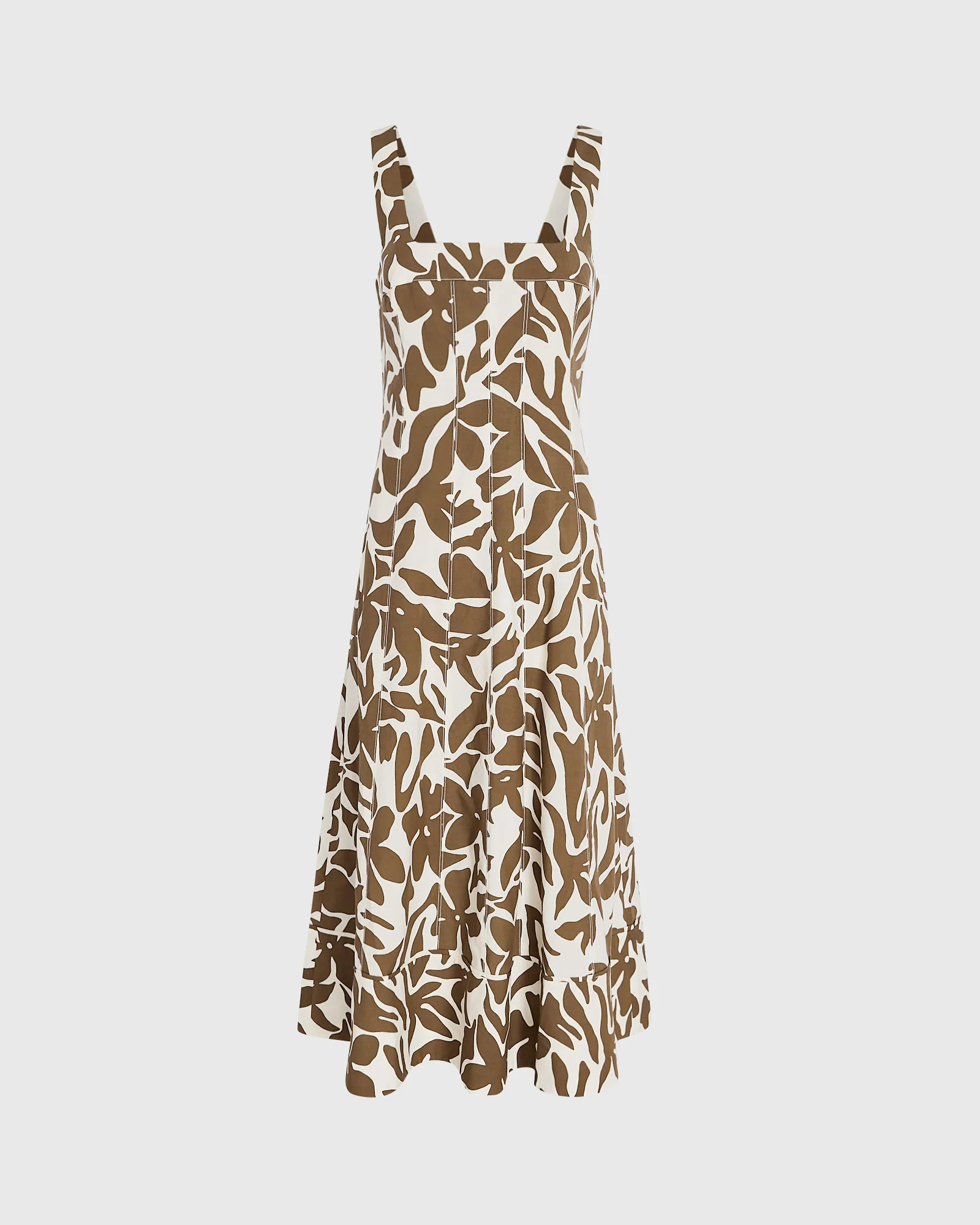 Printed Square-Neck Midi Dress