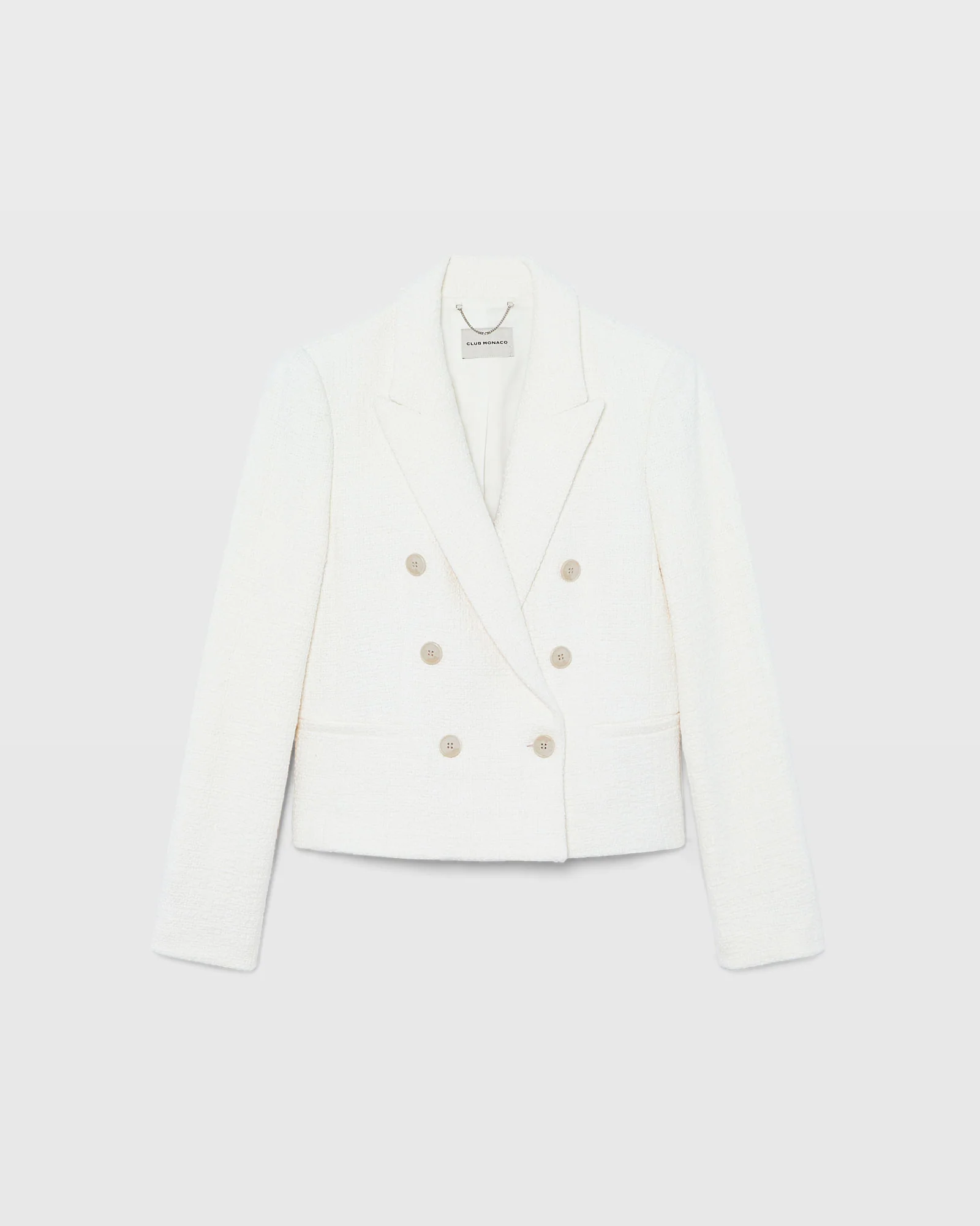 Textured Cropped Double Breasted Blazer
