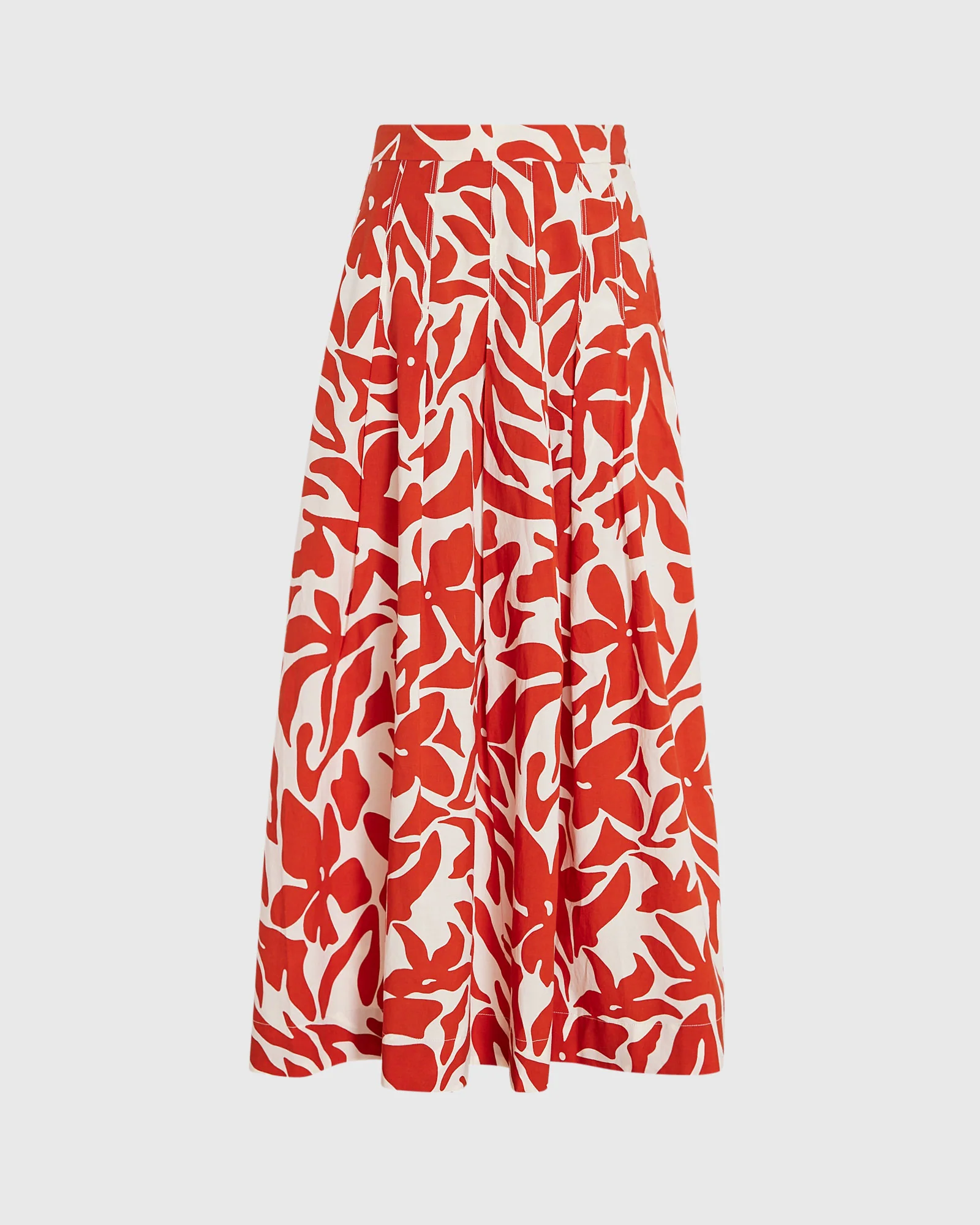 Printed Midi Box Pleat Skirt
