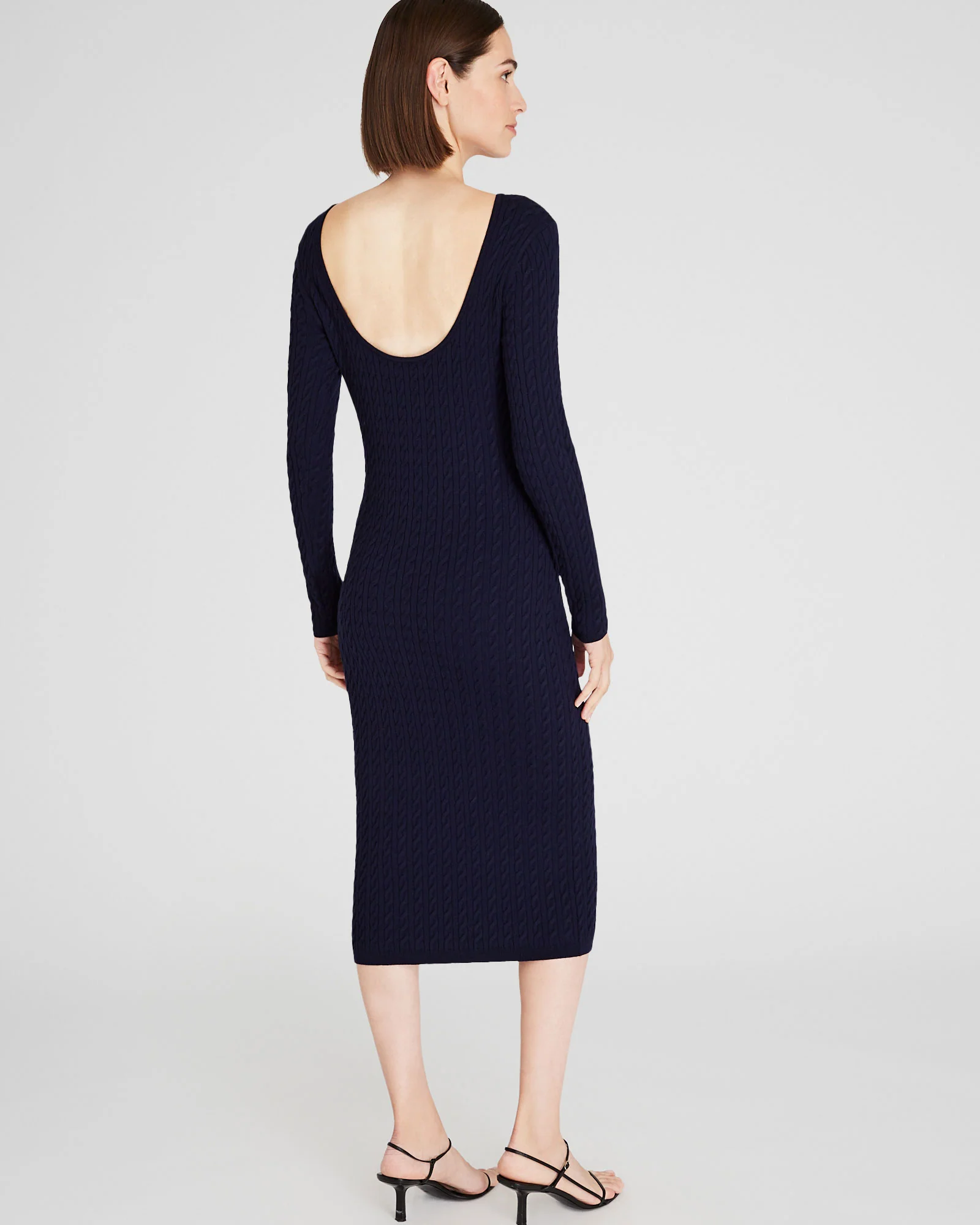 Open Back Cable-Knit Midi Dress
