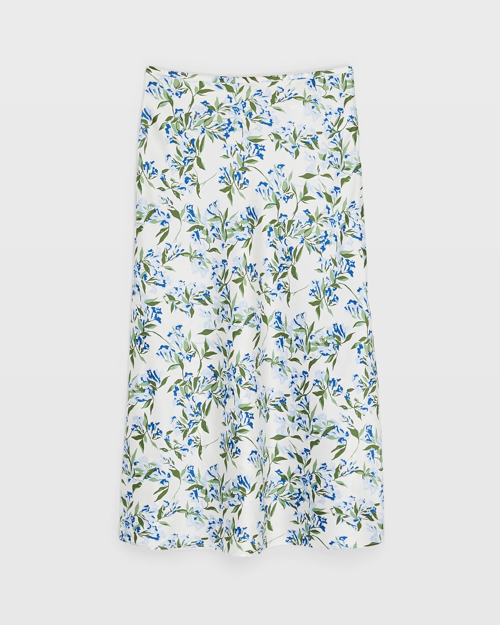 Floral Print Silk Charmeuse Midi Skirt