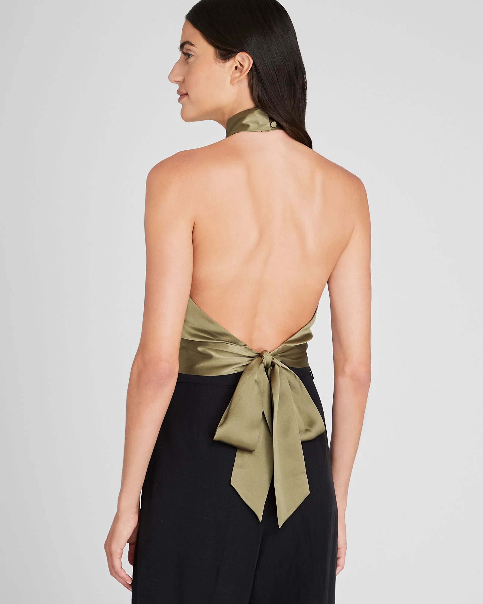 Silk Charmeuse Tie Halter Top