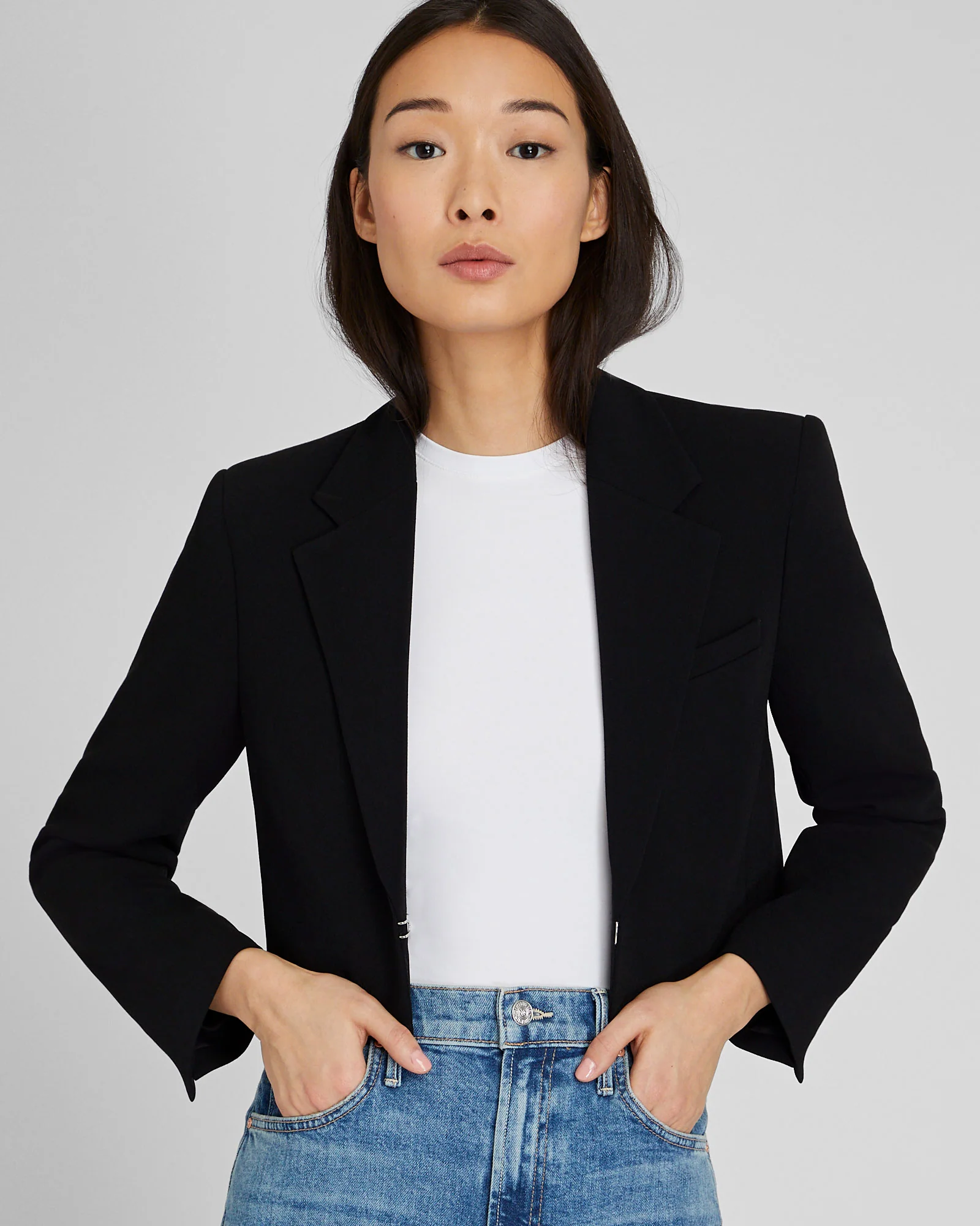 Cropped Crepe Blazer