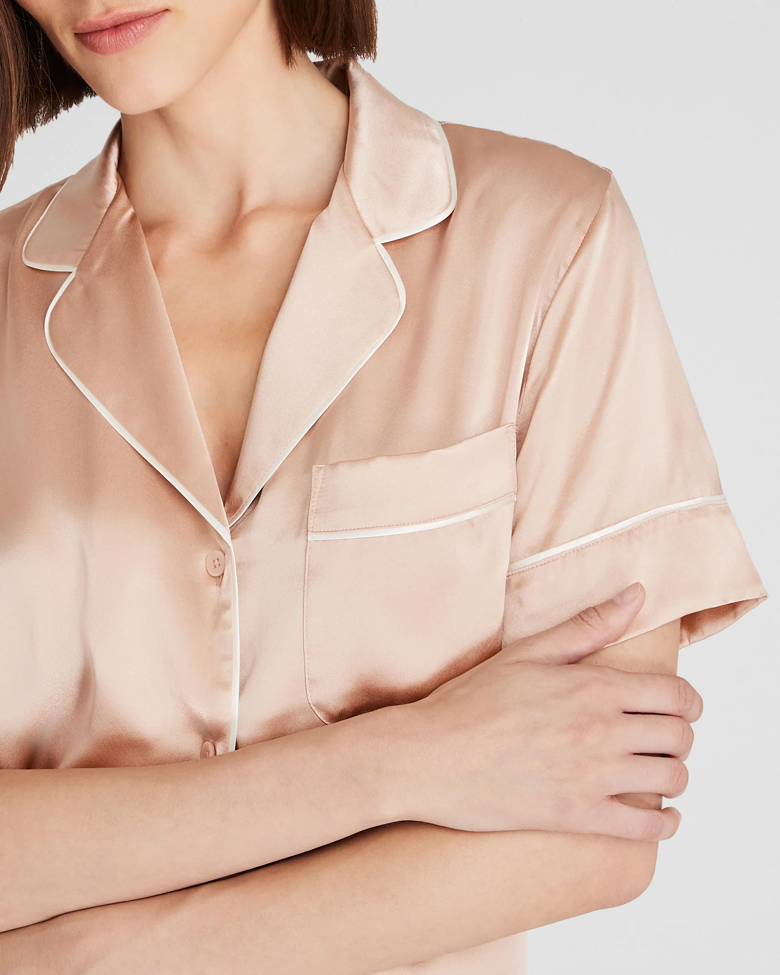 Silk Short-Sleeve Pajama Set