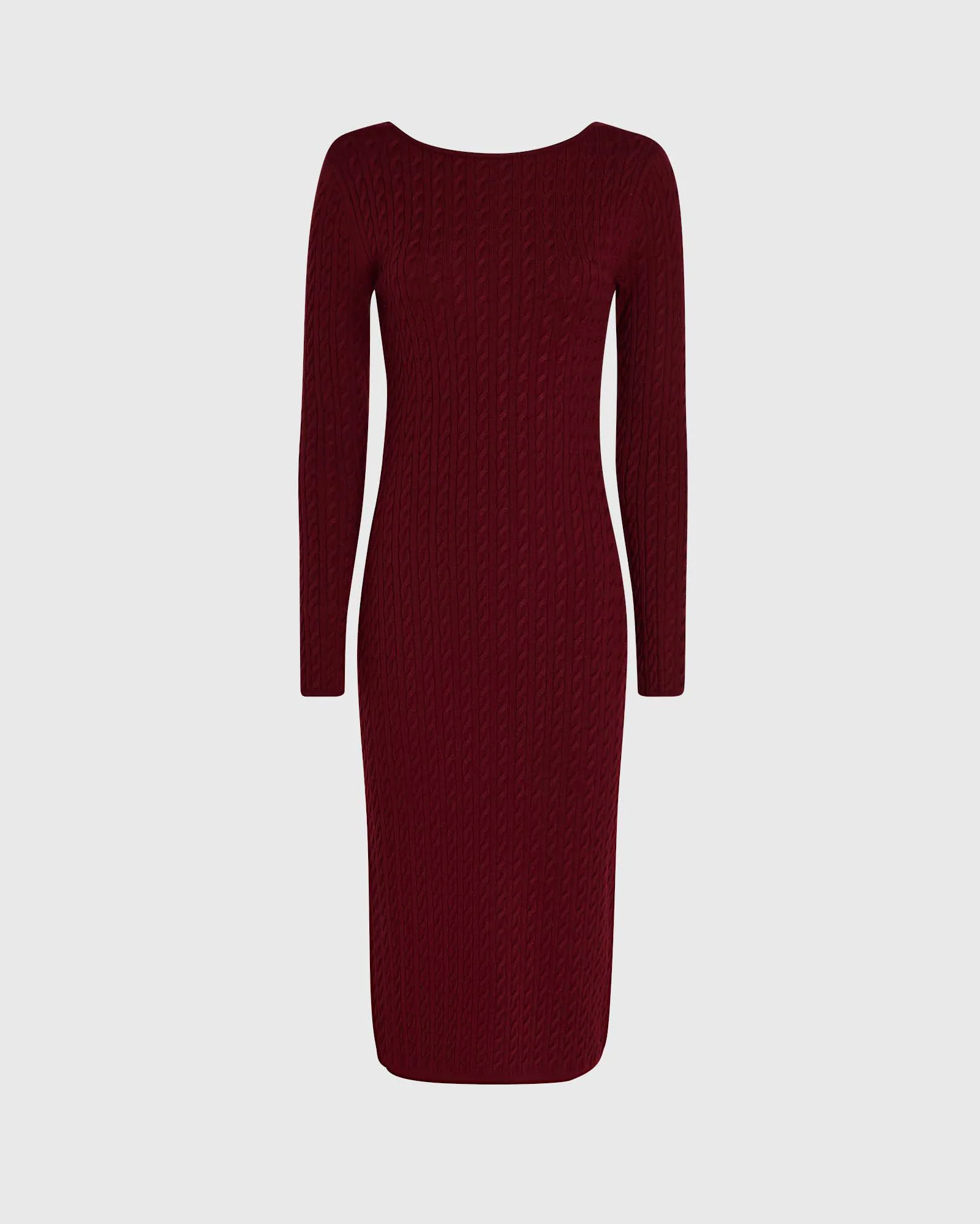 Open Back Cable-Knit Midi Dress