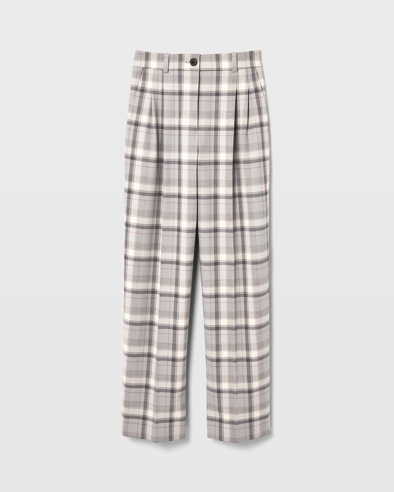 Plaid Pleat Front Trouser