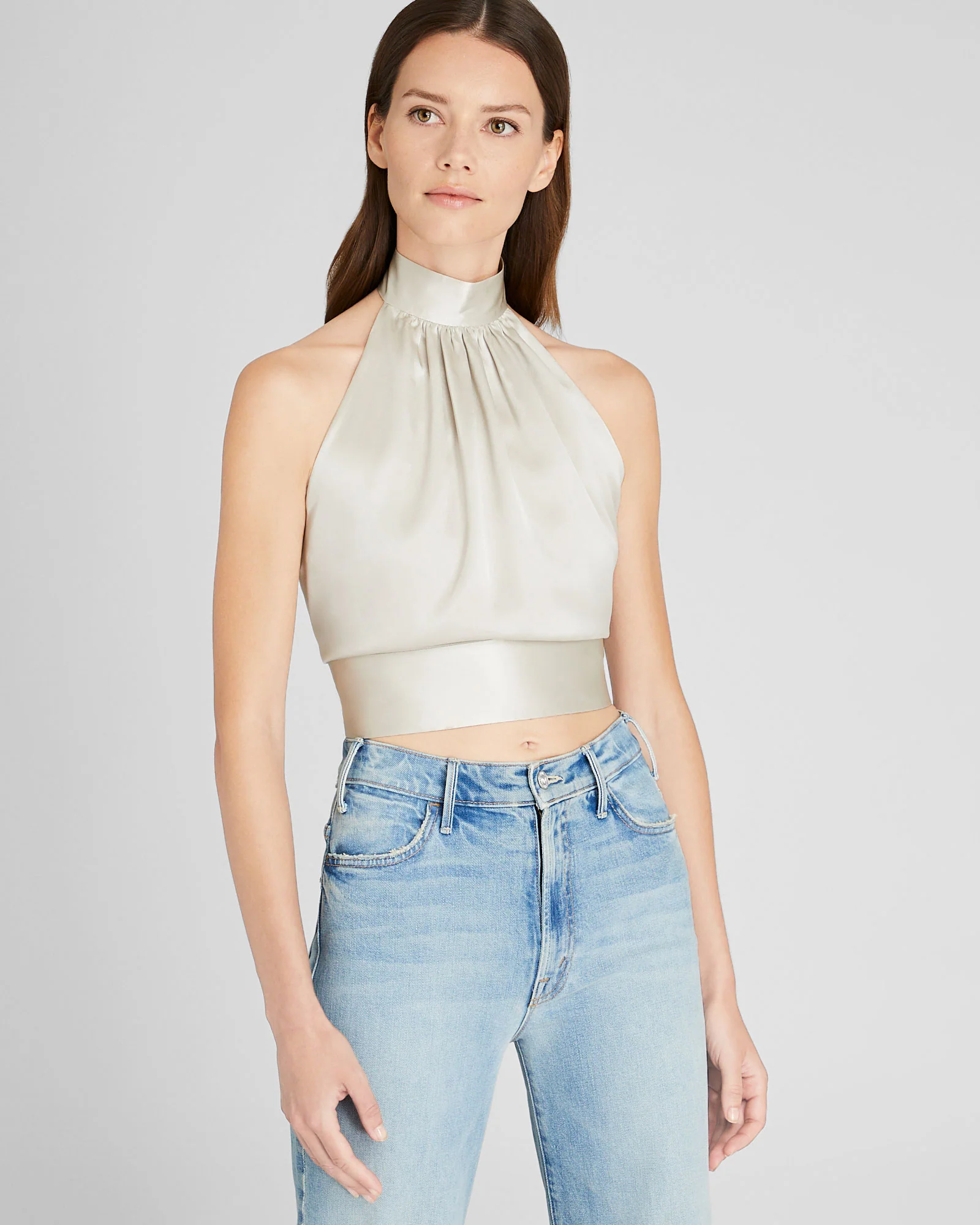 Silk Charmeuse Tie Halter Top