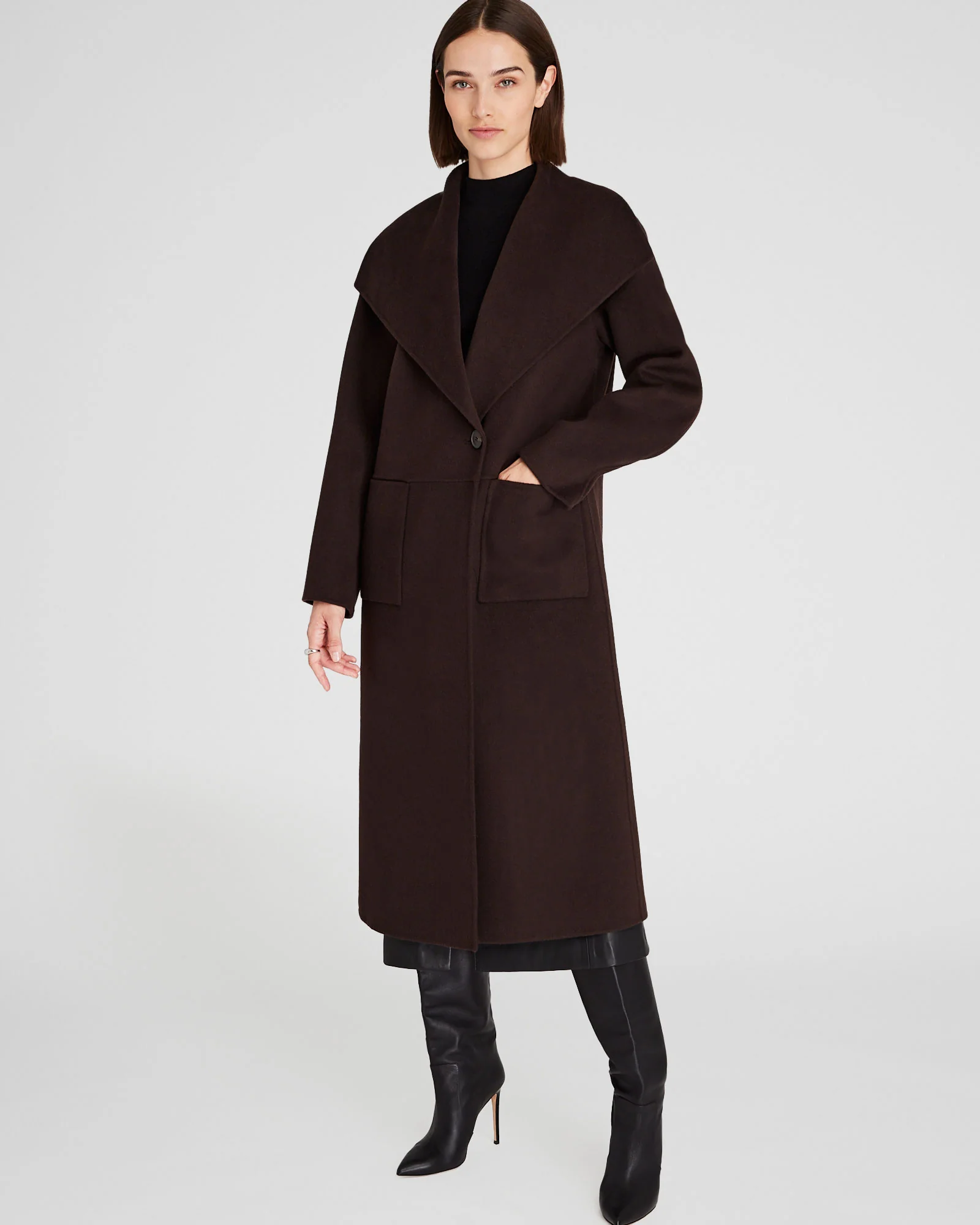 Wool-Blend Plush Robe Coat