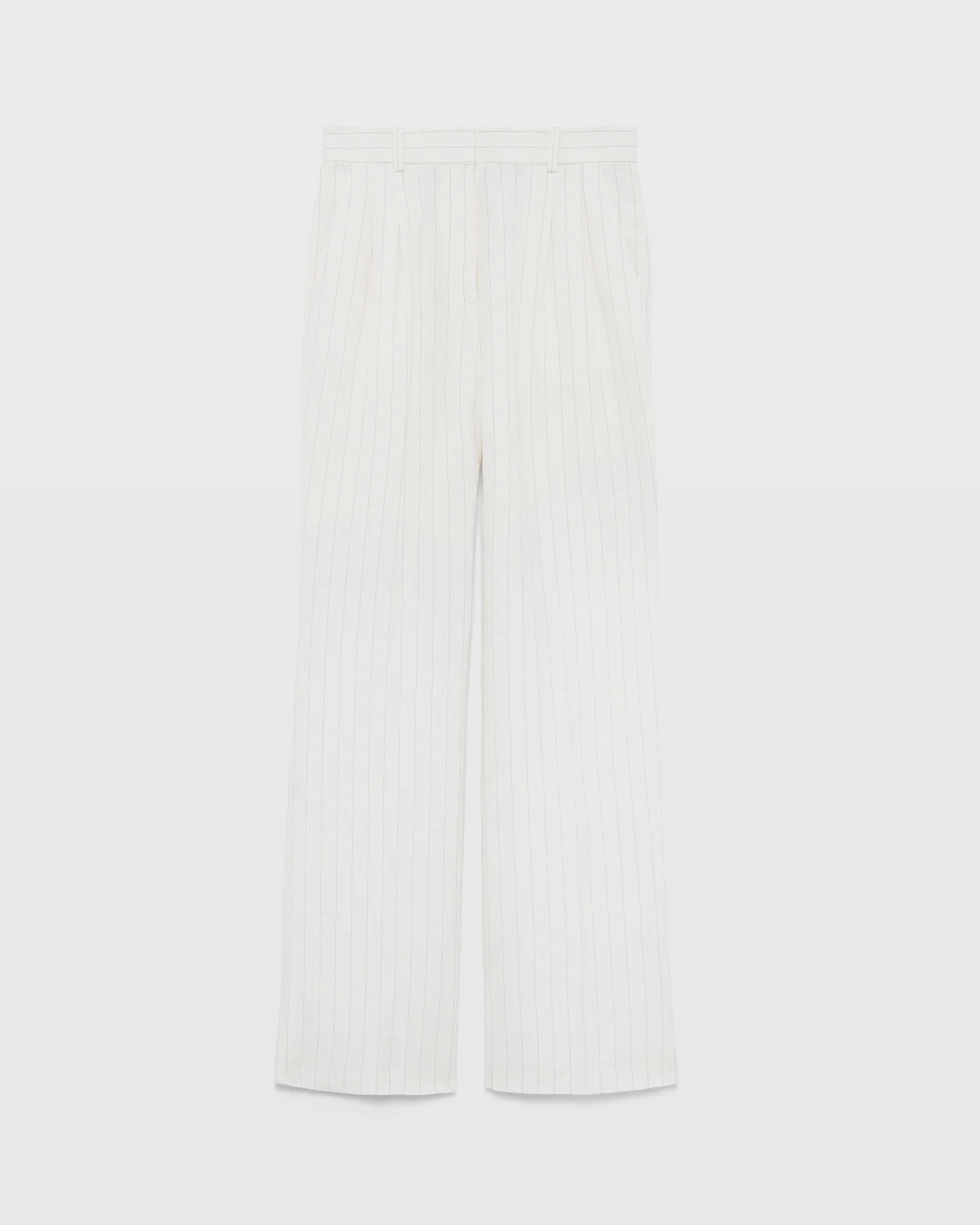 Pinstripe Pleated Linen Blend Trouser