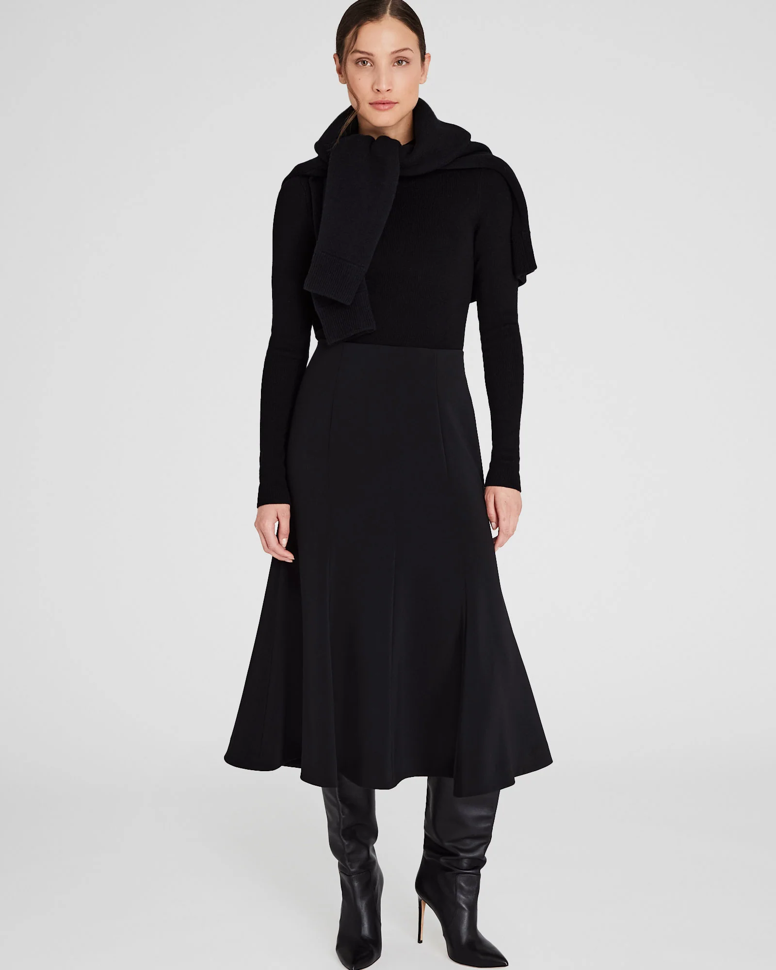 Crepe Fluted Midi Skirt