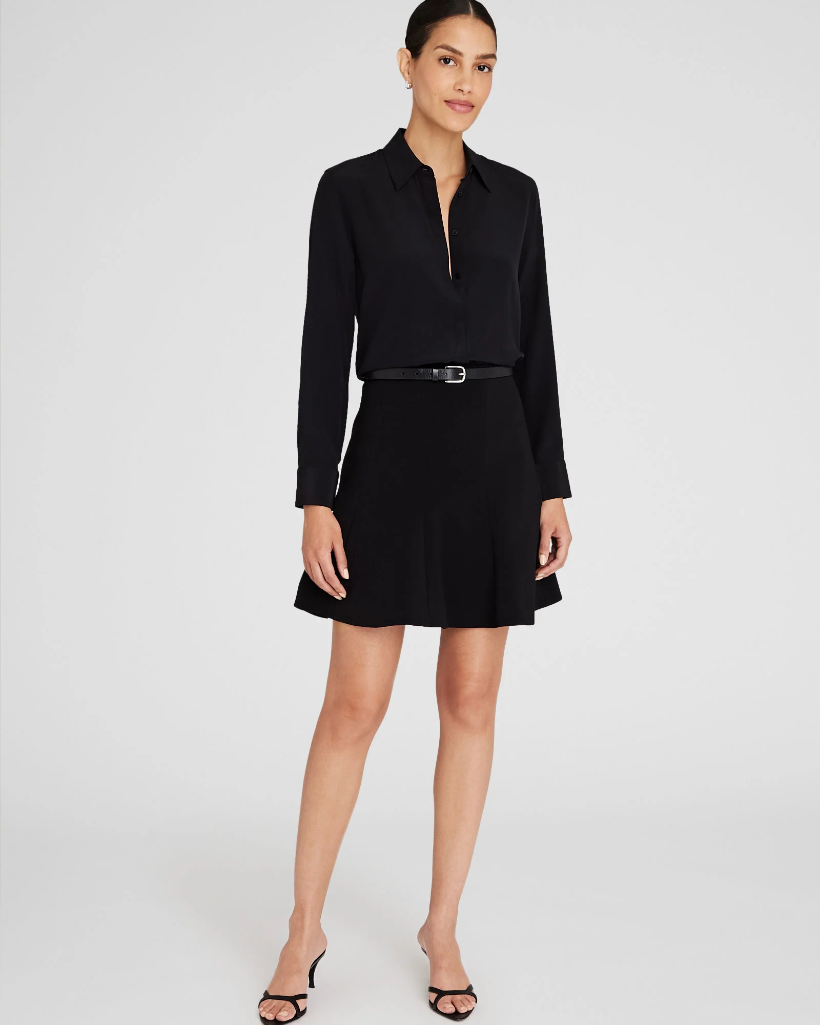 Long-Sleeve Silk Detail Shirt