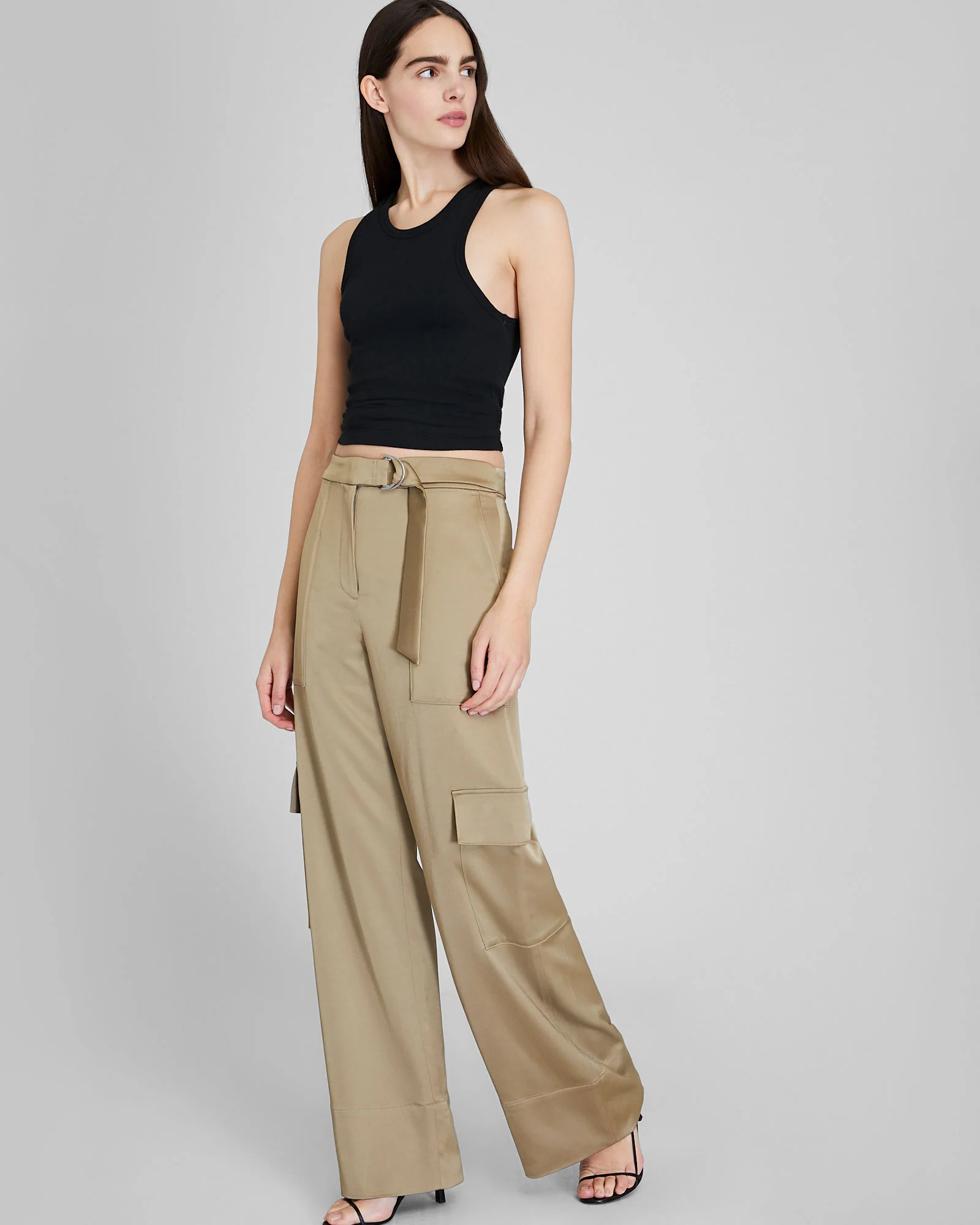 Satin Belted Cargo Pant