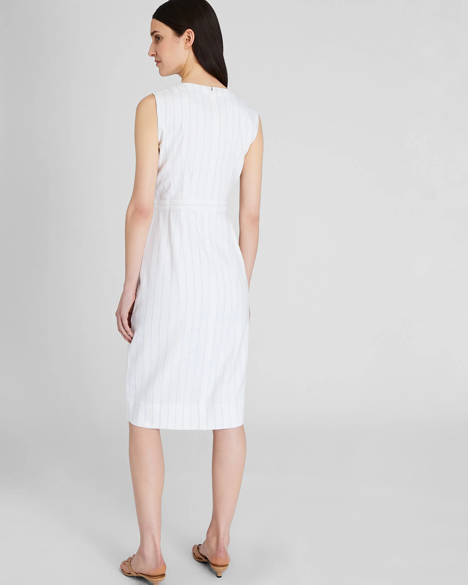 Striped Button Front Pencil Dress