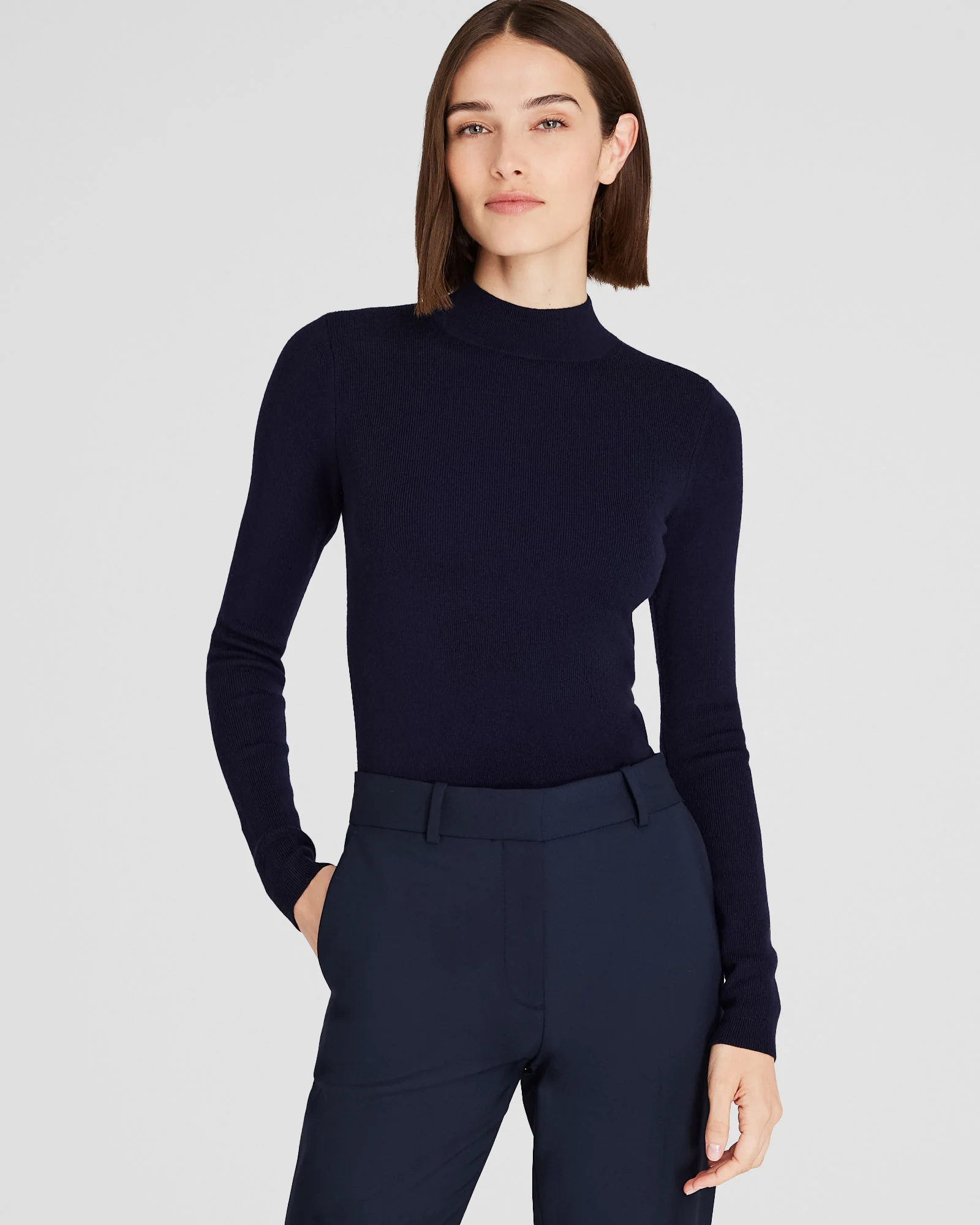 Merino Rib Mockneck Sweater