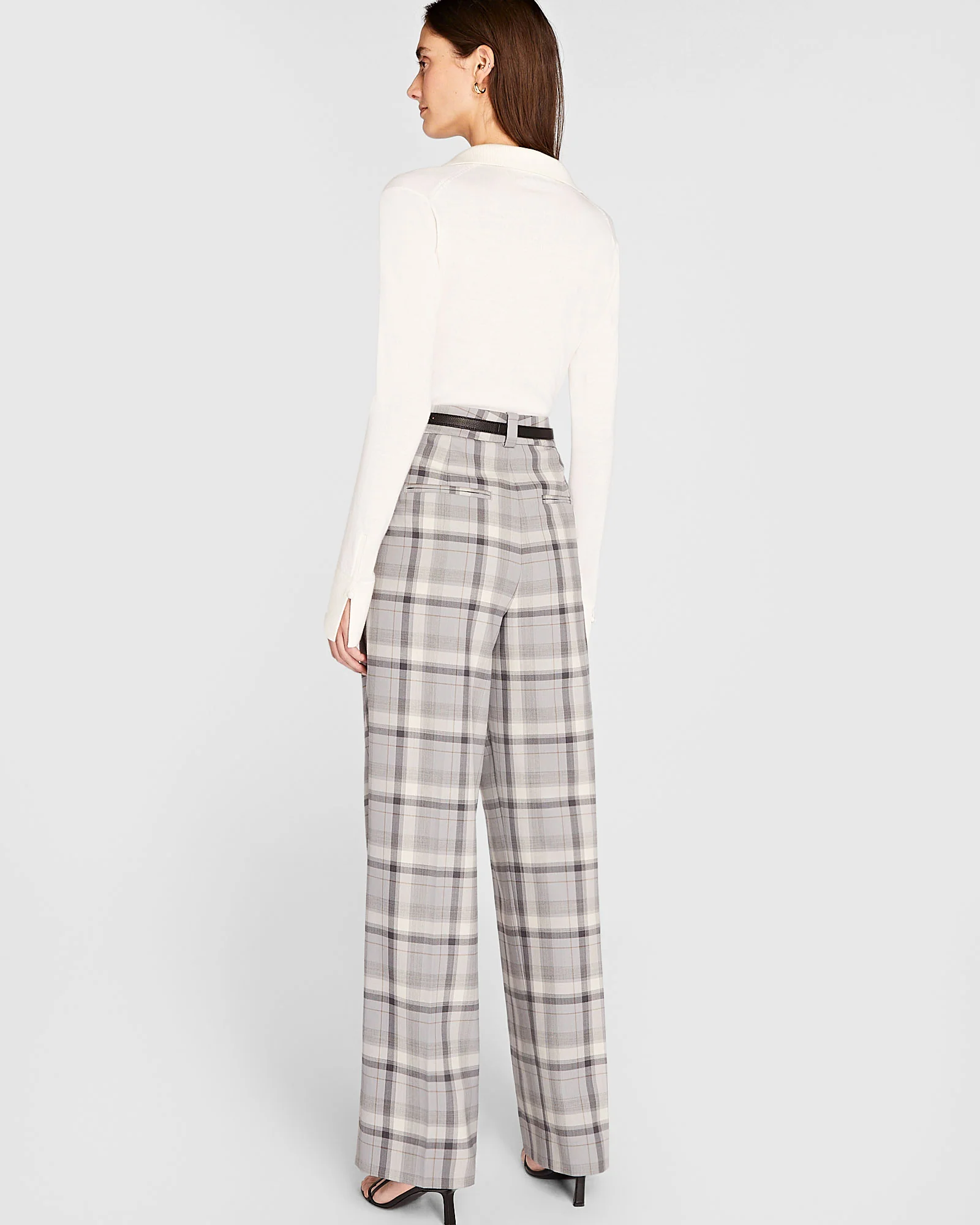 Plaid Pleat Front Trouser