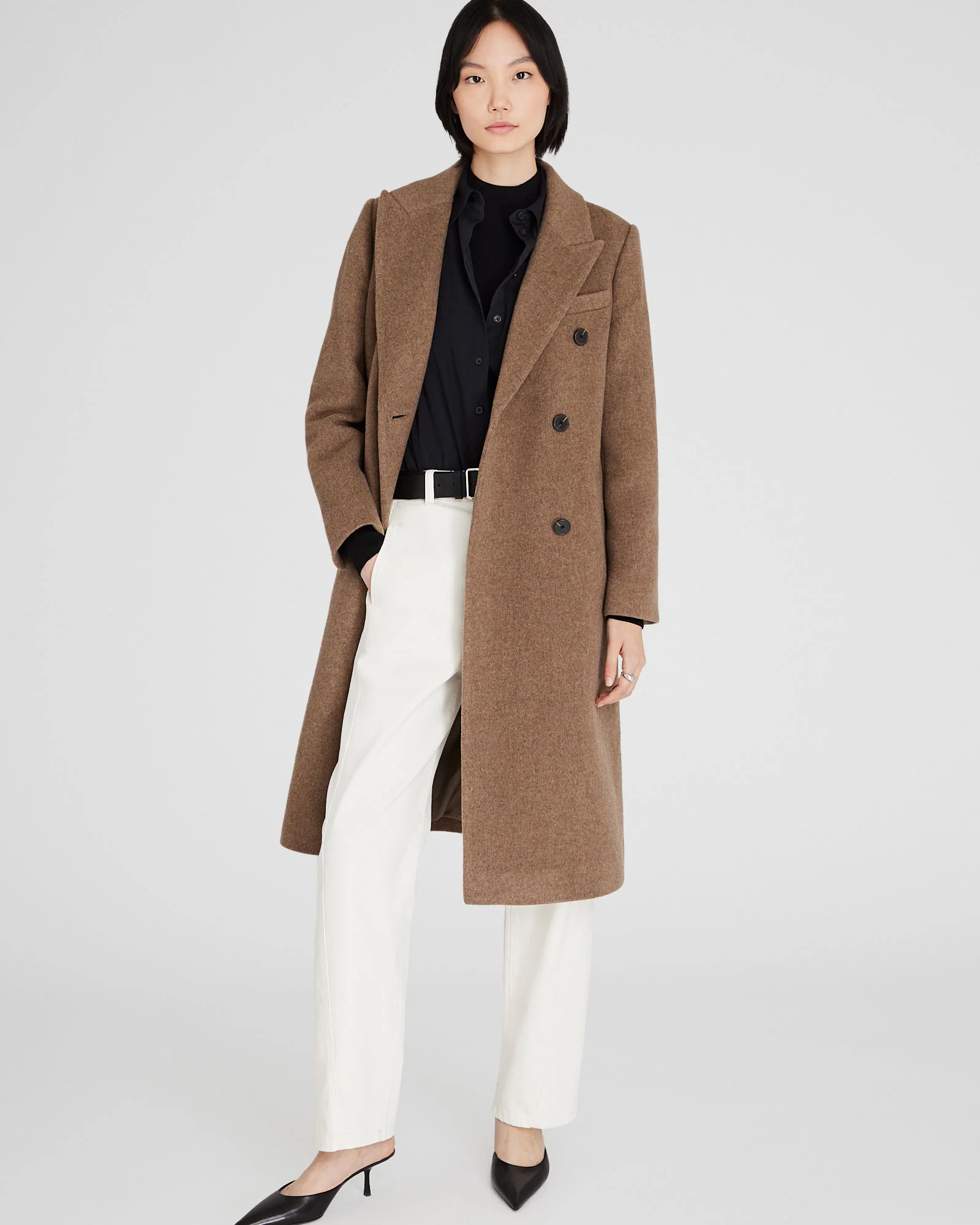 Peak Lapel Double-Breasted Coat