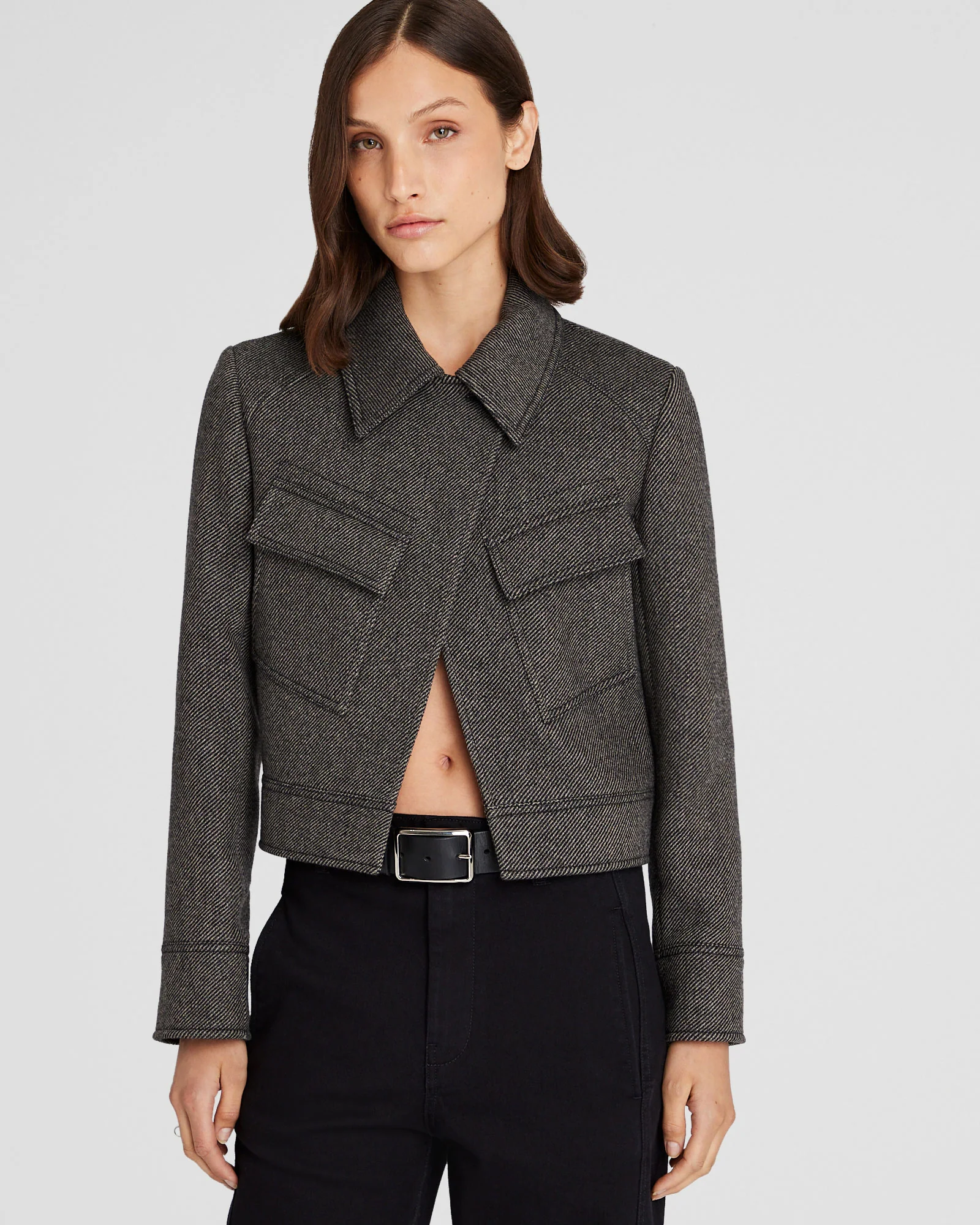 Cropped Wool Utility Jacket