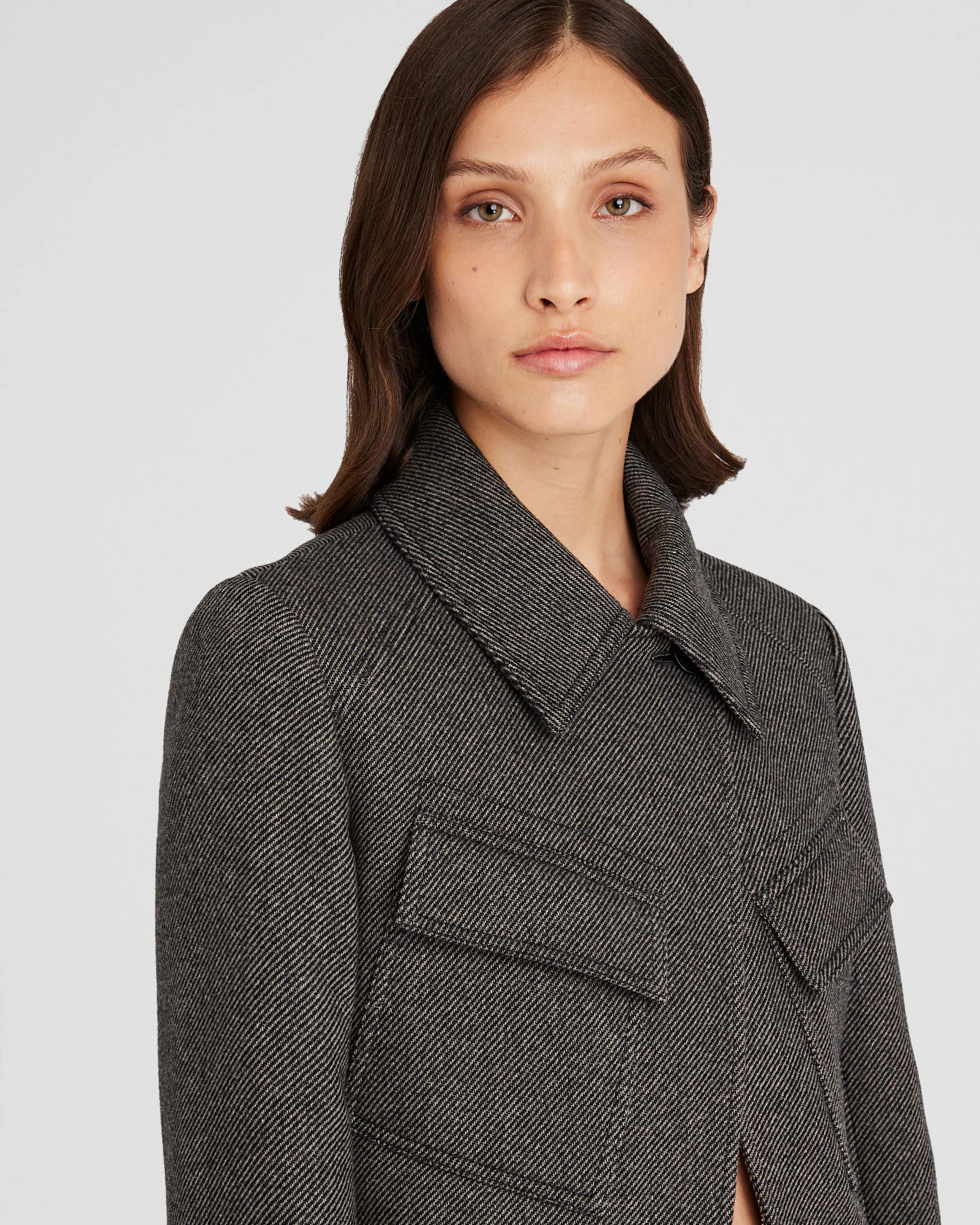 Cropped Wool Utility Jacket
