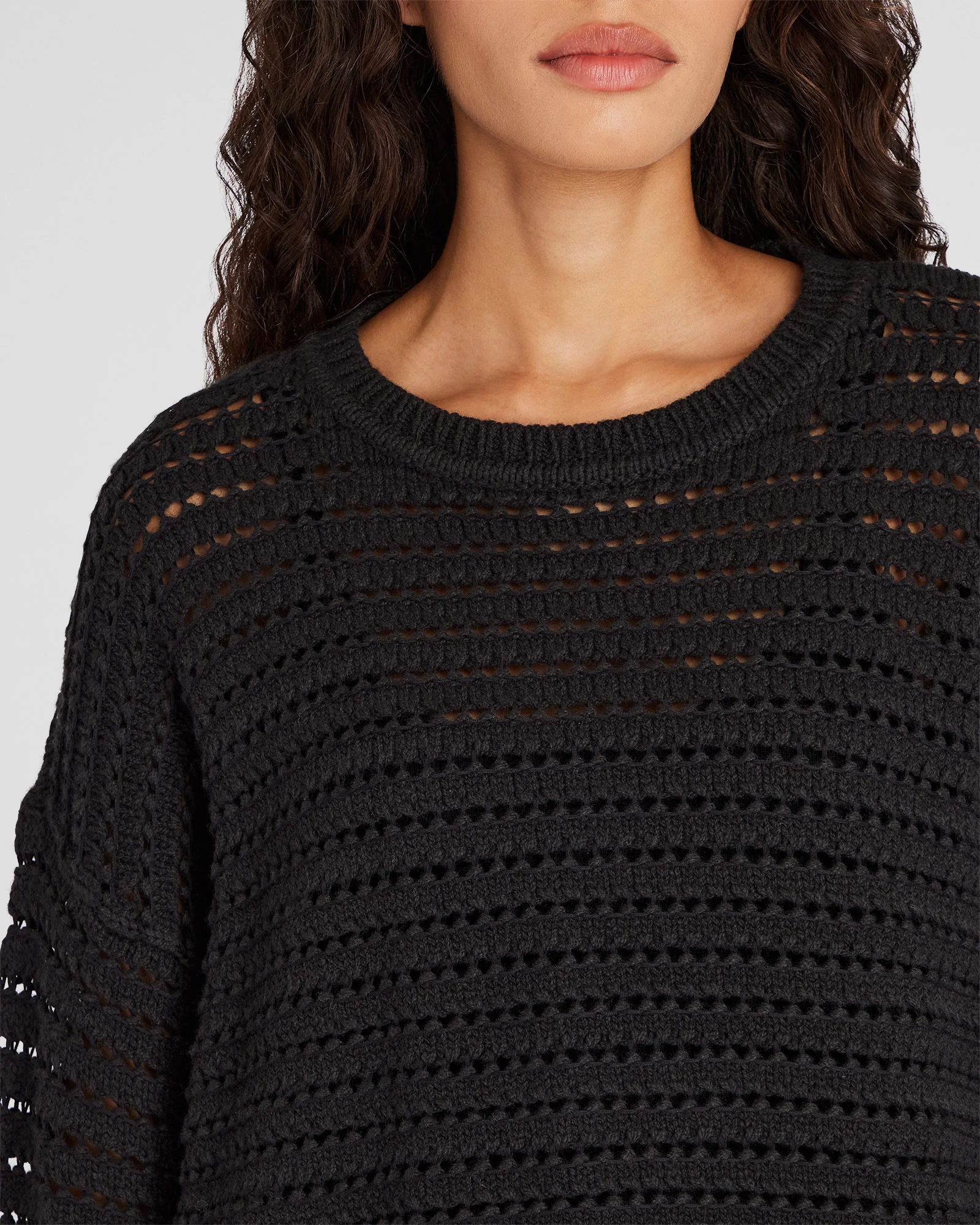Mixed-Yarn Open-Stitch Sweater