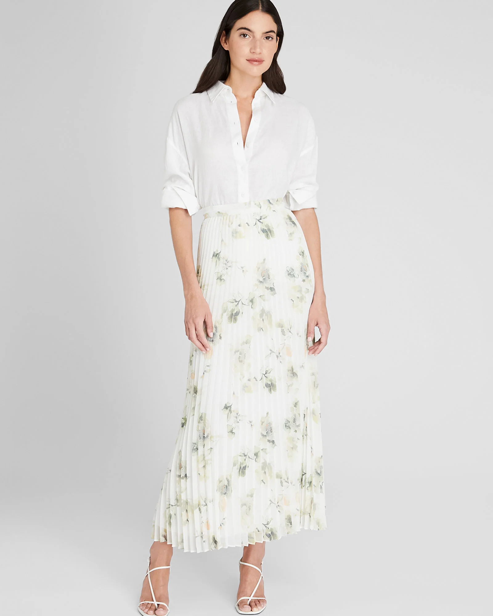 Floral Pleated Maxi Skirt