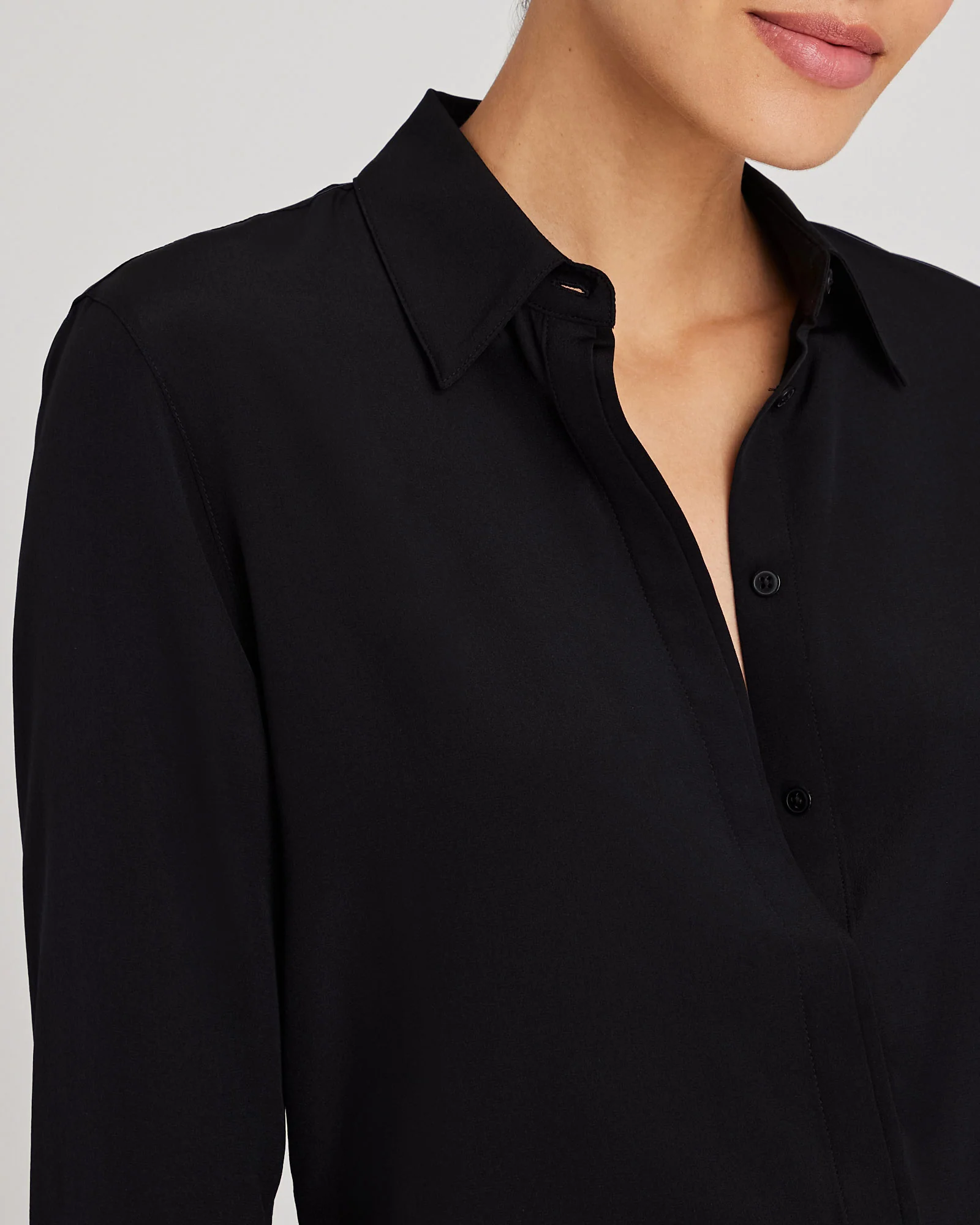 Long-Sleeve Silk Detail Shirt