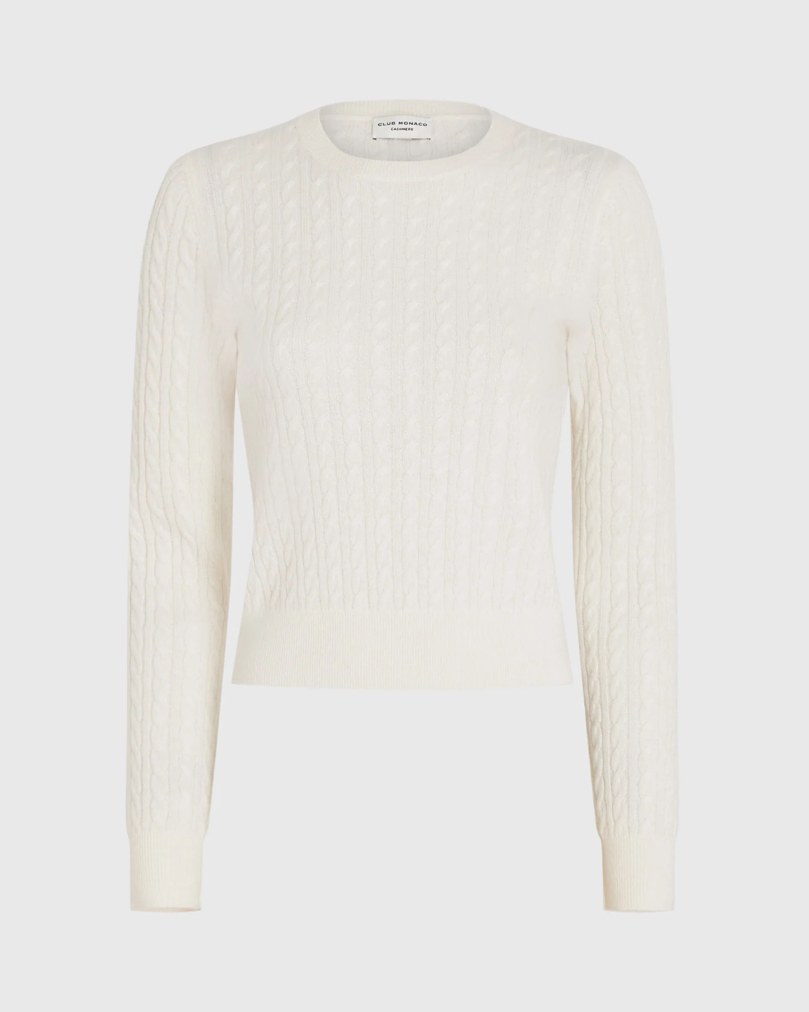 Cashmere Mini-Cable Long-Sleeve Crewneck