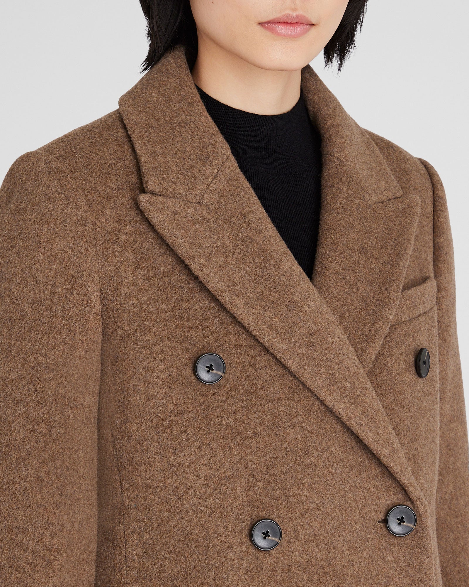 Peak Lapel Double-Breasted Coat