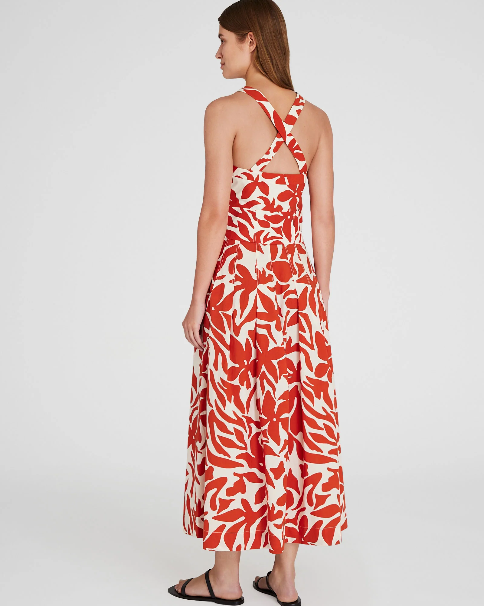 Printed Midi Box Pleat Skirt