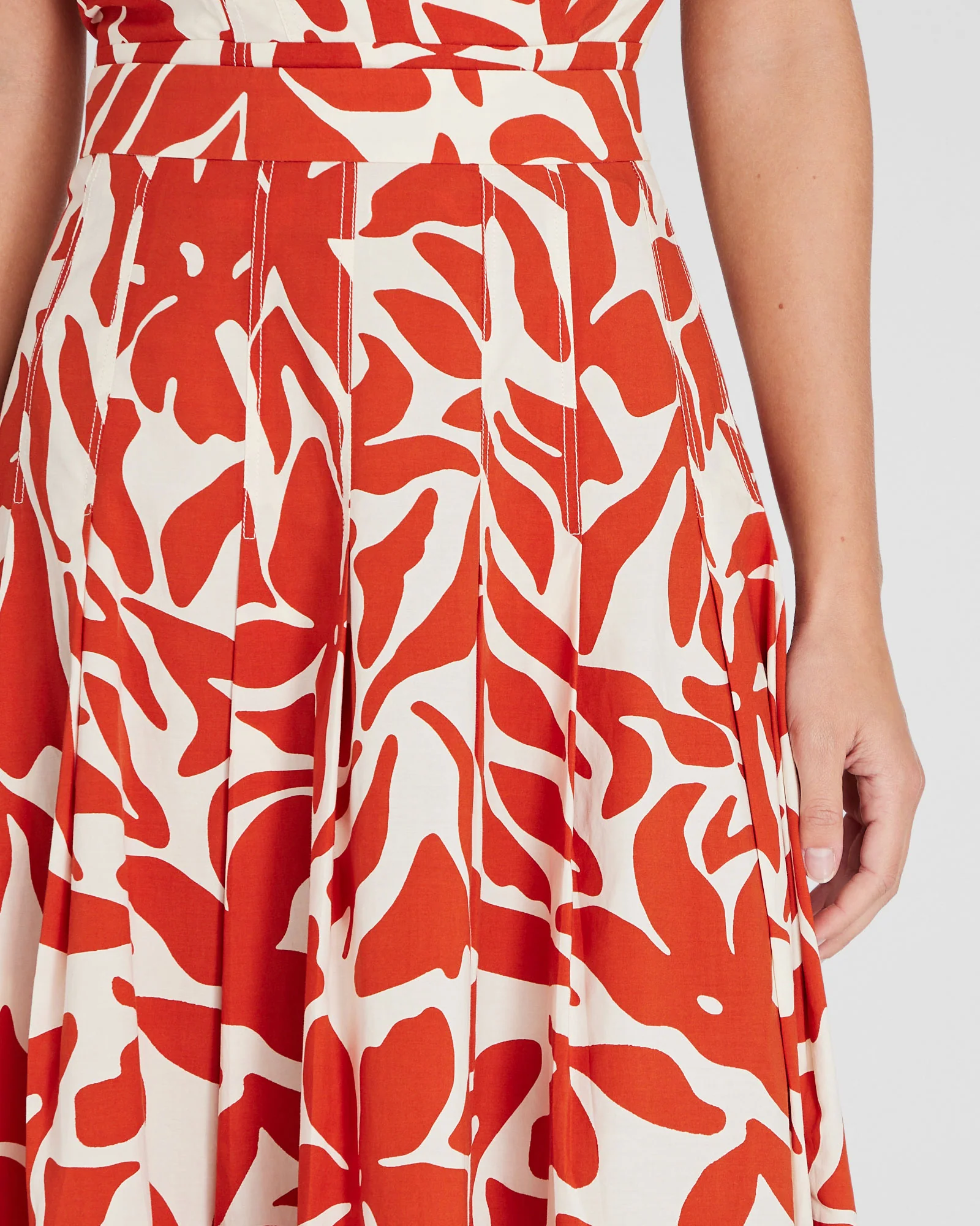 Printed Midi Box Pleat Skirt