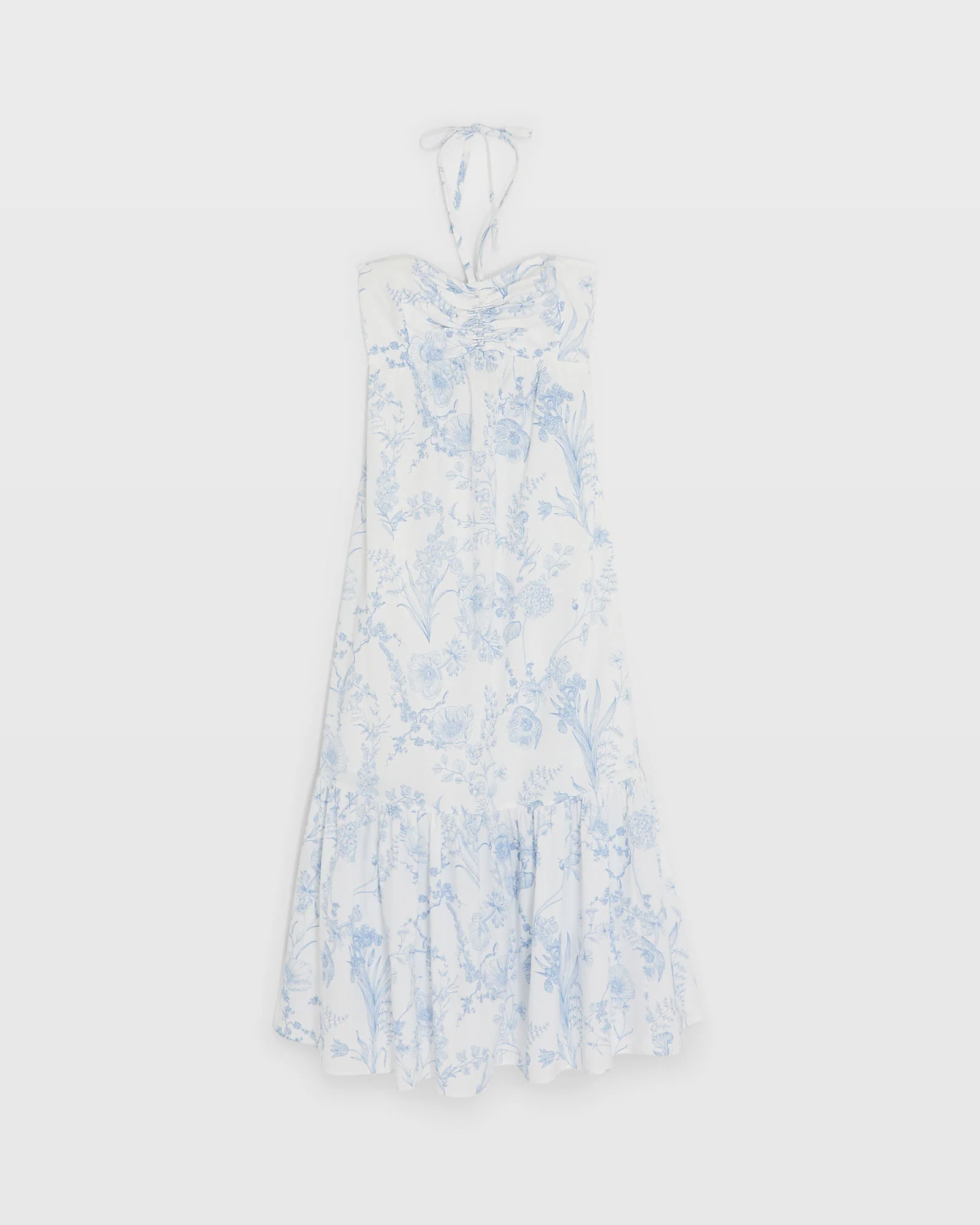 Toile Print Halter Maxi Dress
