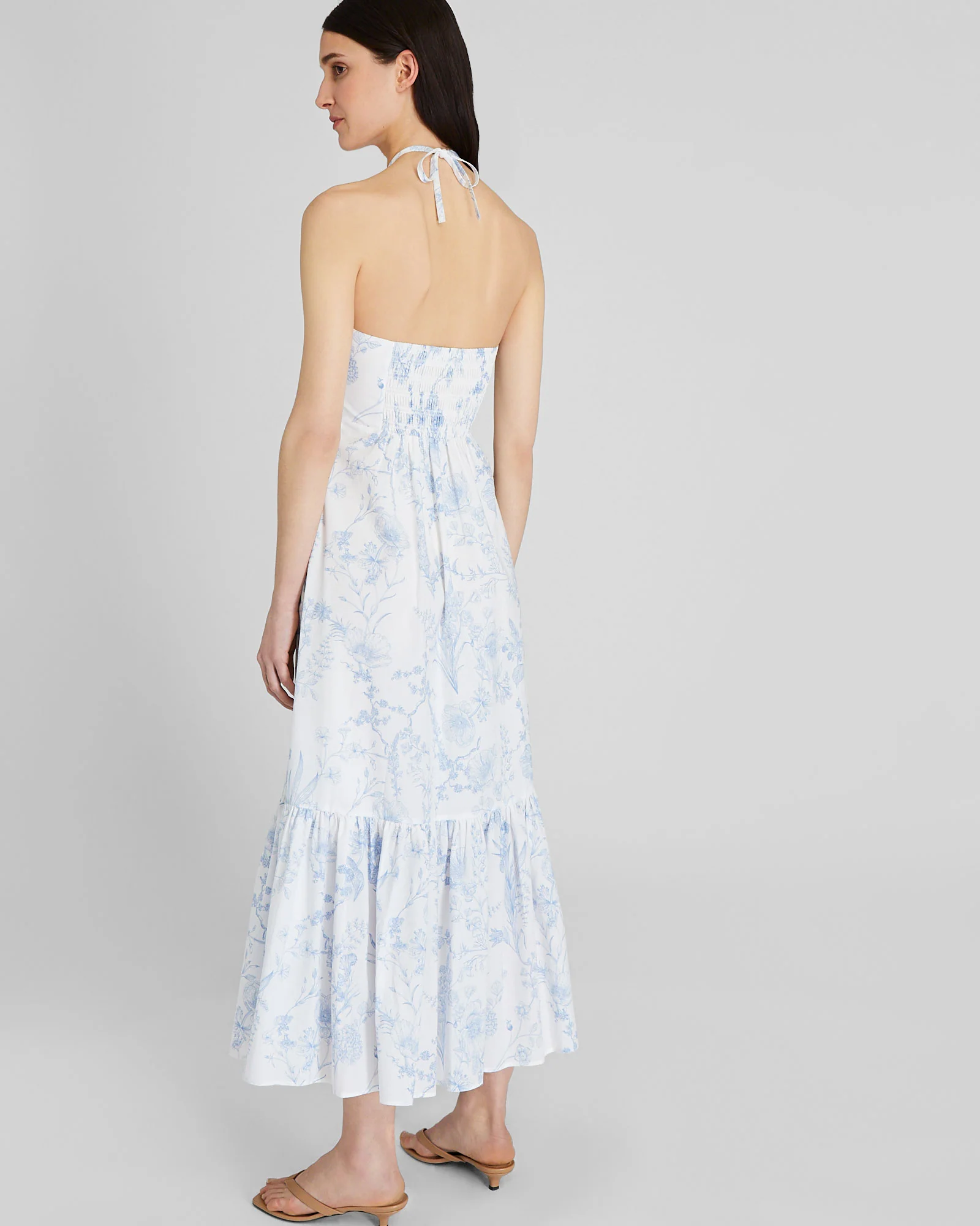 Toile Print Halter Maxi Dress