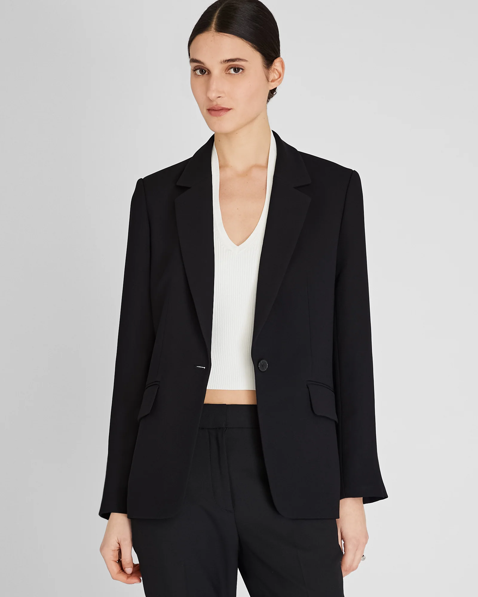 Relaxed Single-Breasted Crepe Blazer
