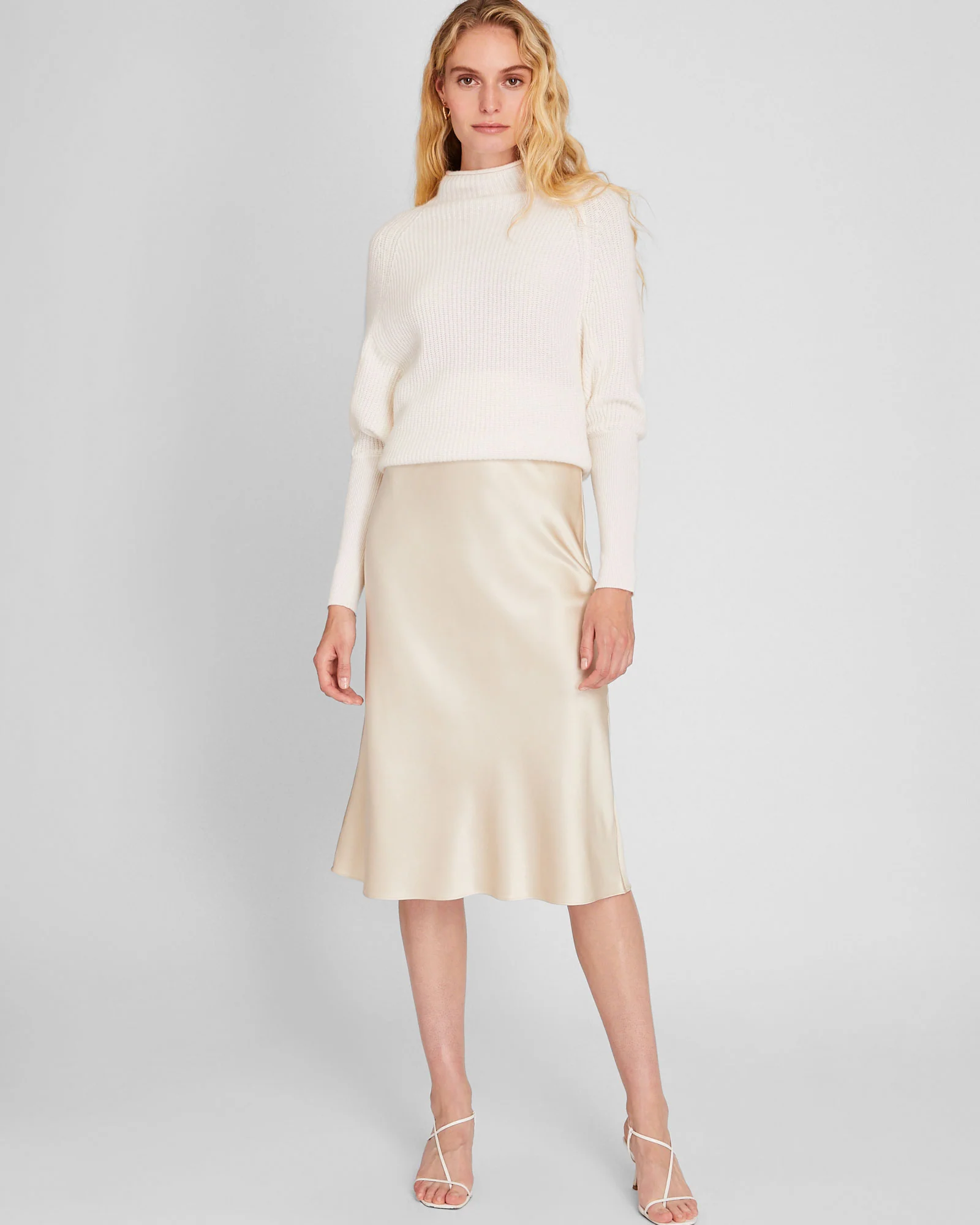 Silk Charmeuse Midi Skirt