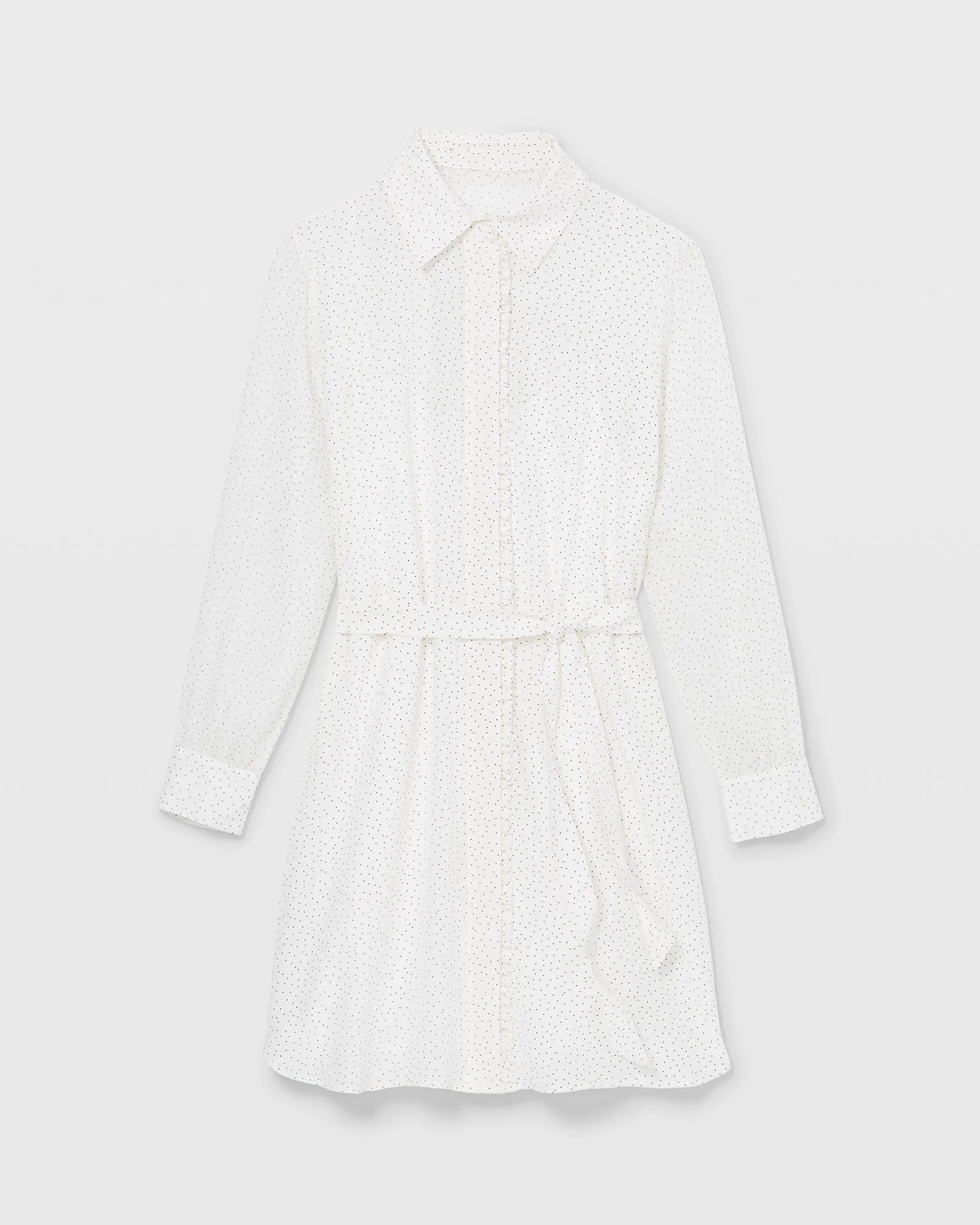 Silk Ruffle Button-Down Dress