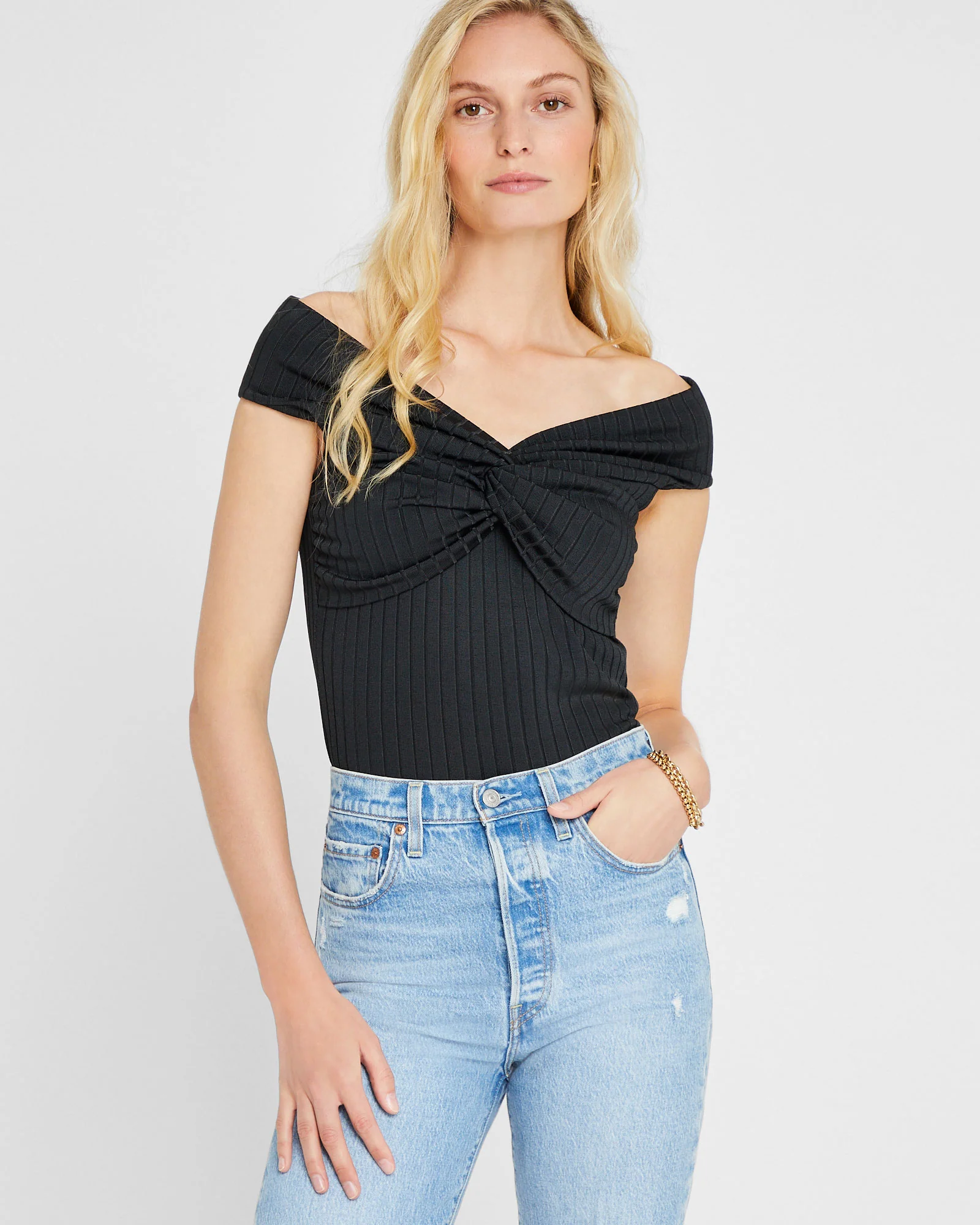 Open V-Neck Twist Top