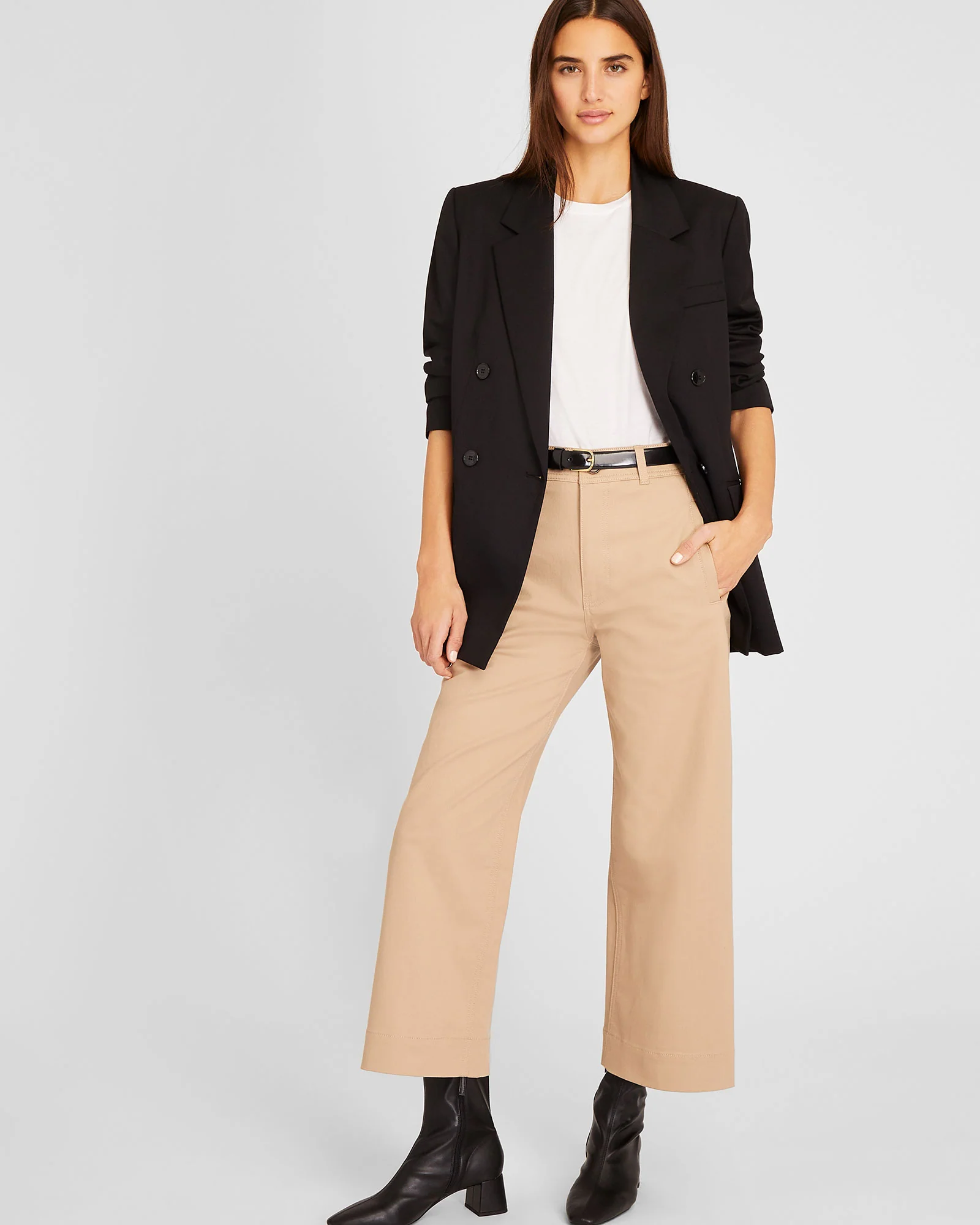 High Rise Cropped Twill Pant