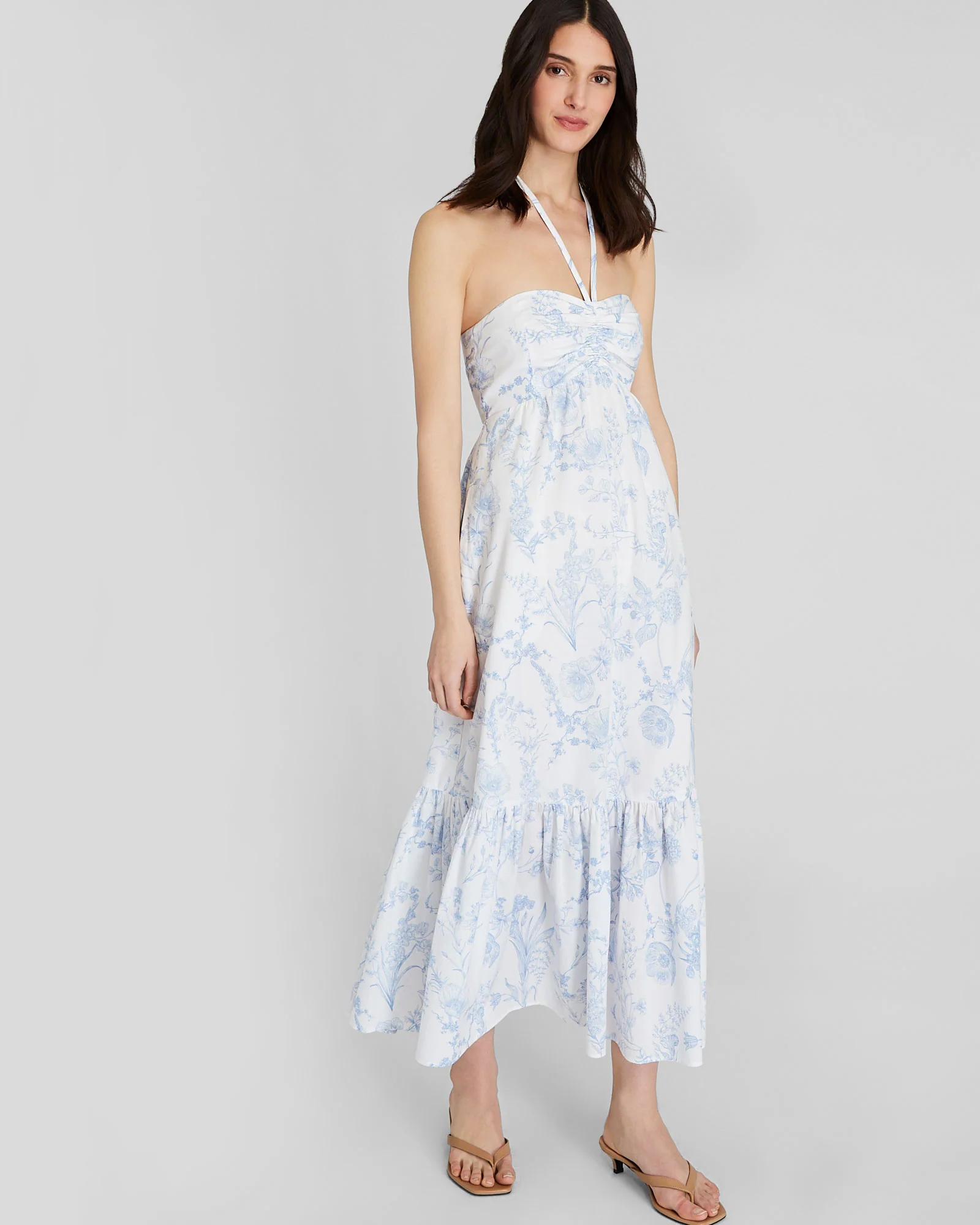 Toile Print Halter Maxi Dress