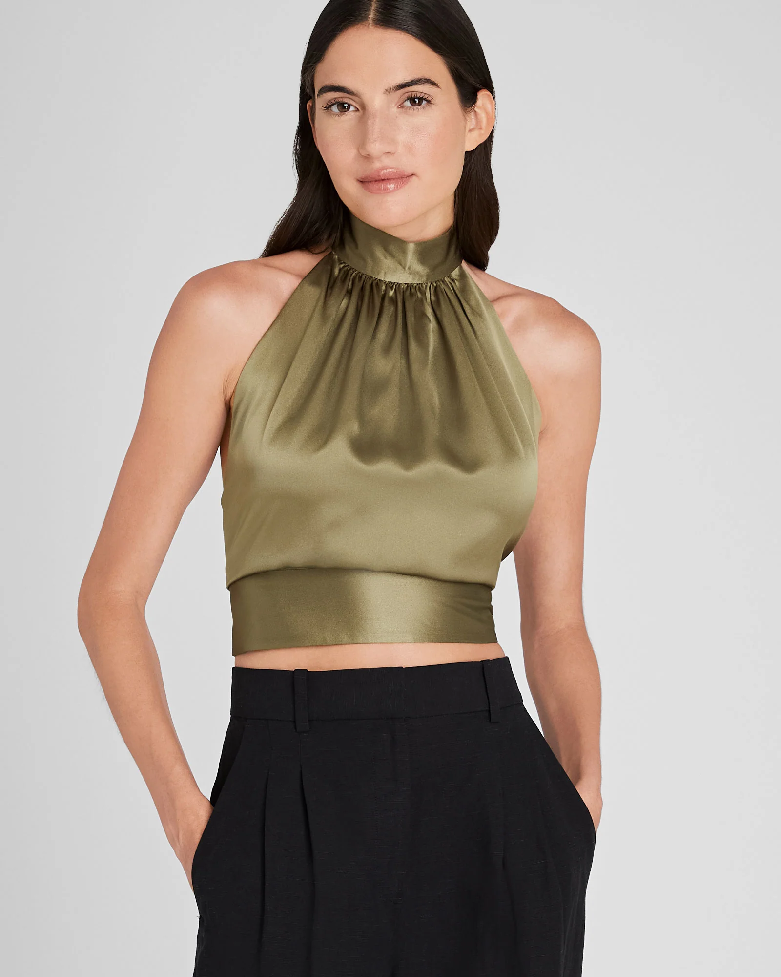 Silk Charmeuse Tie Halter Top