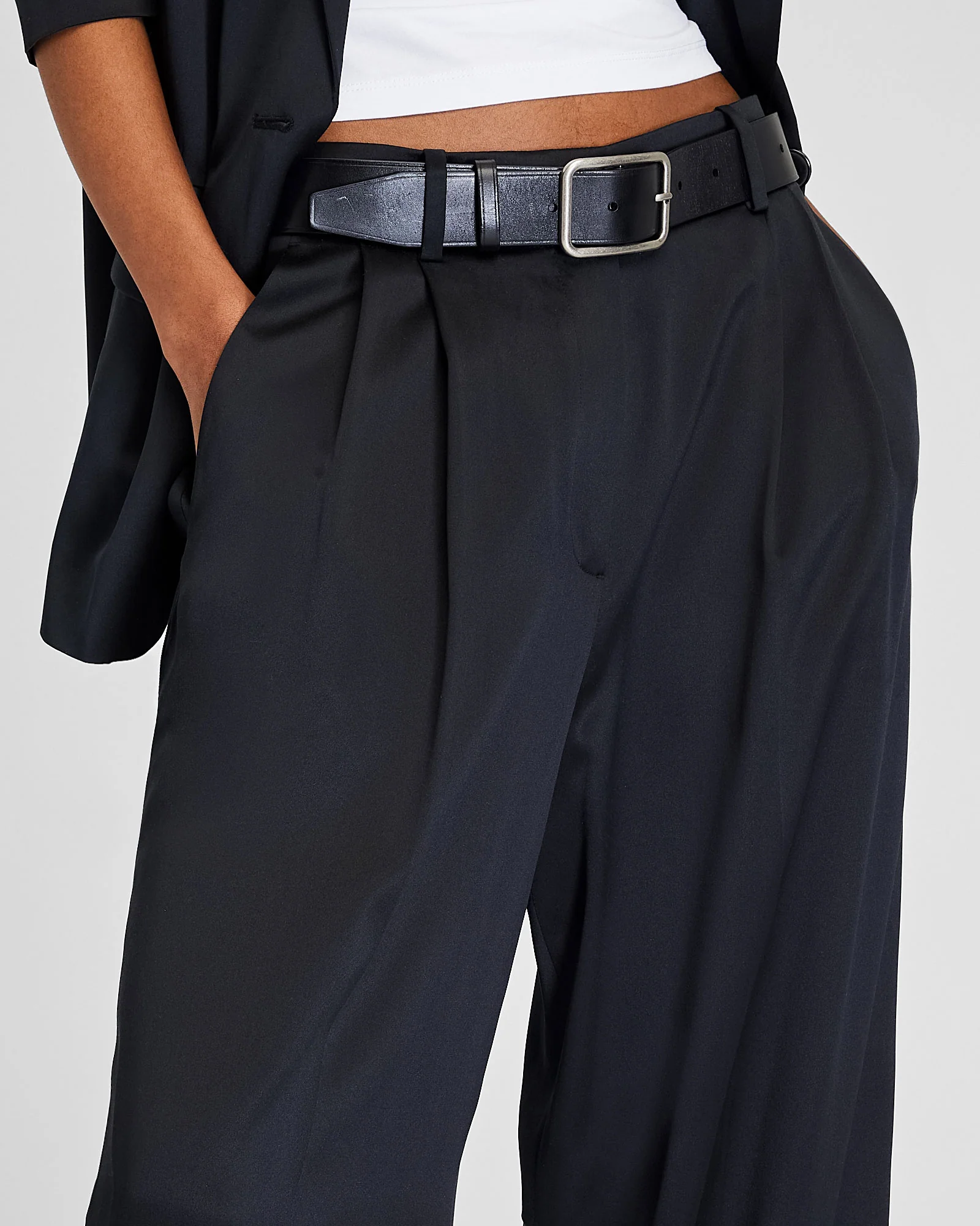 Silk Charmeuse Pleated Pant