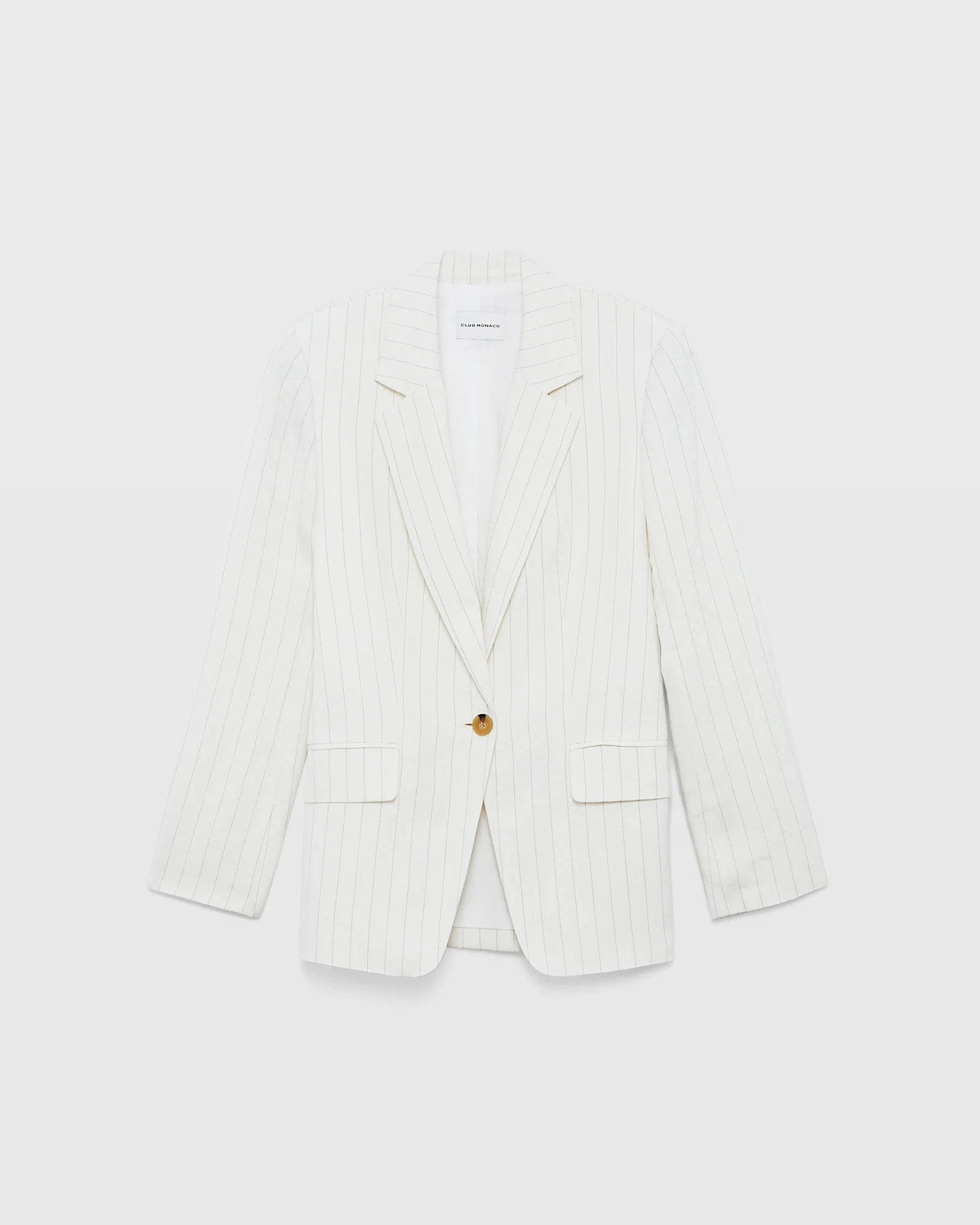 Pinstripe Single-Breasted Linen-Blend Blazer