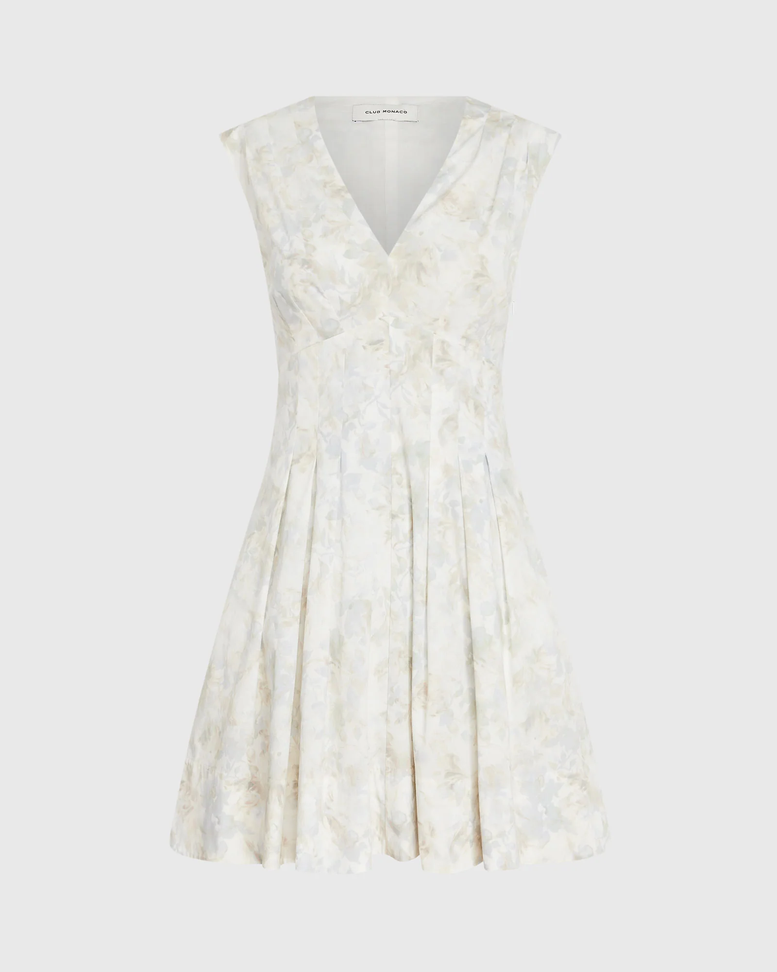 Printed Waisted Pleat Mini Dress