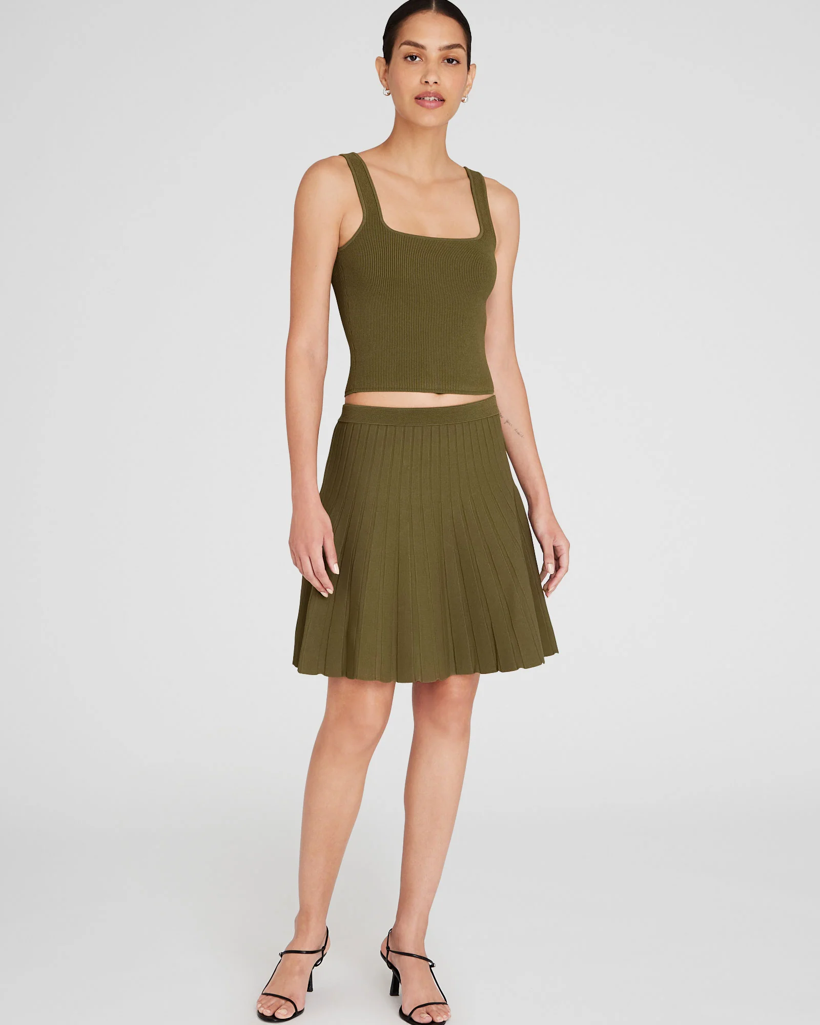 Pleated Mini Knit Skirt