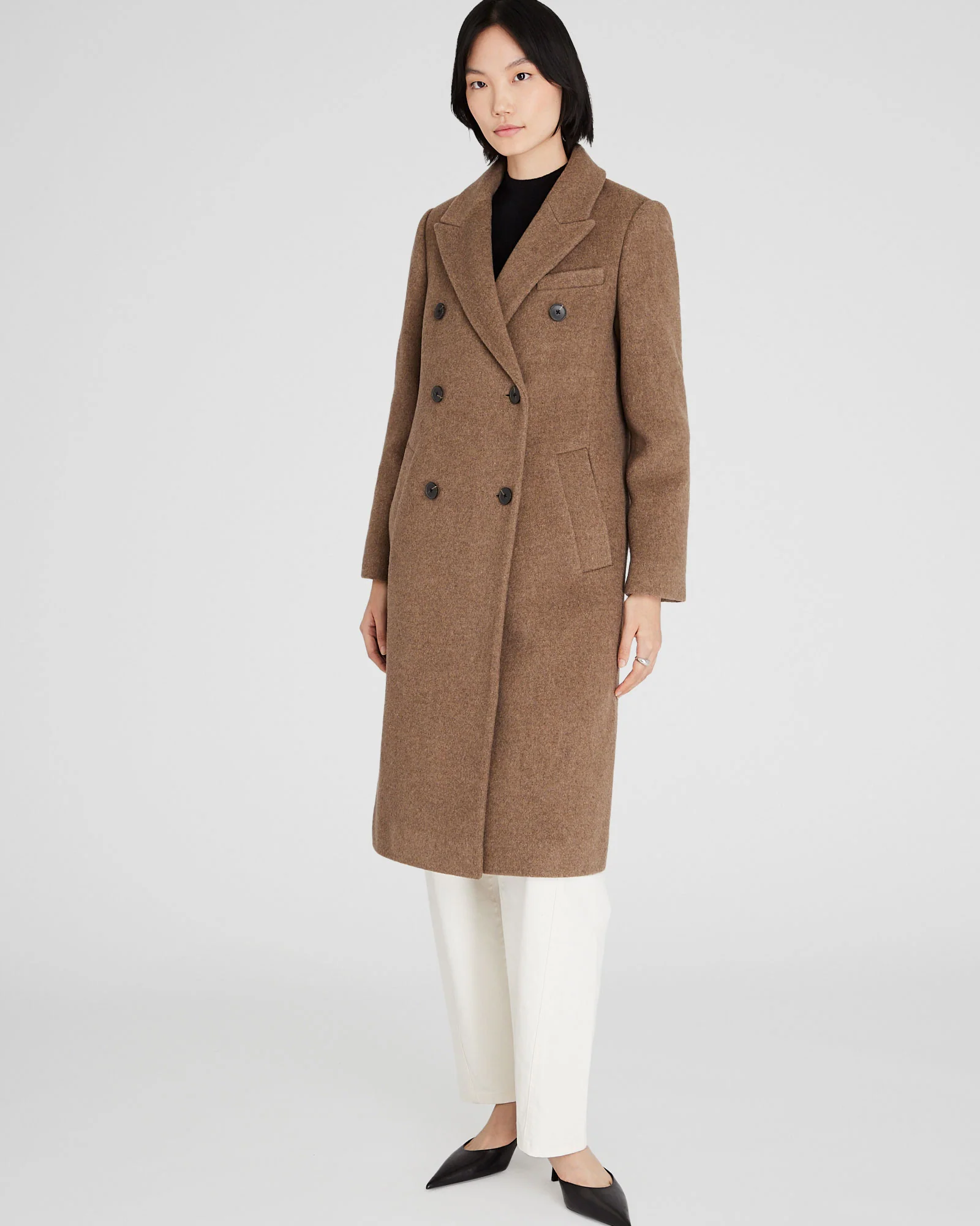 Peak Lapel Double-Breasted Coat