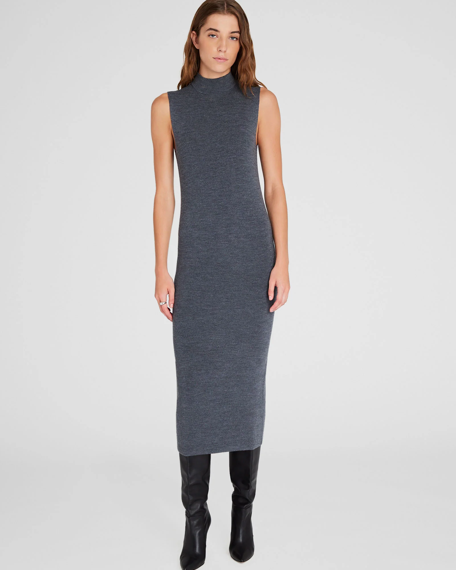 Merino Ribbed Mockneck Dress