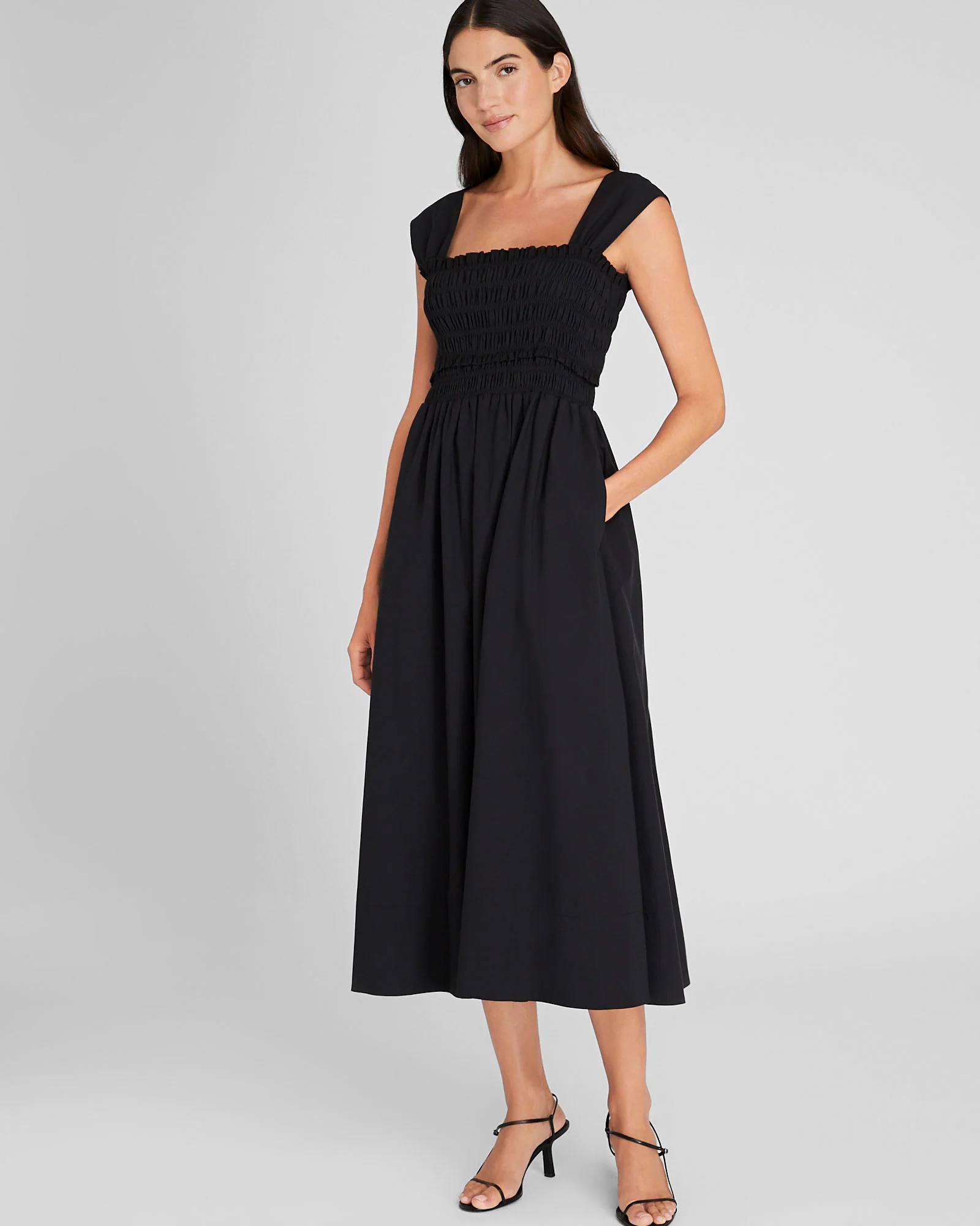 Cotton Smocked Bodice Maxi Dress