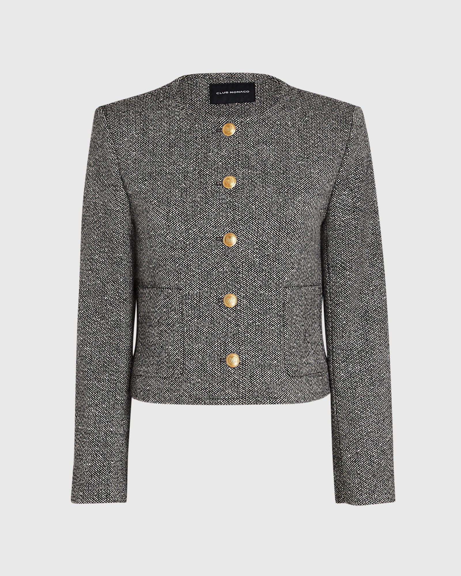 Collarless Tweed Jacket