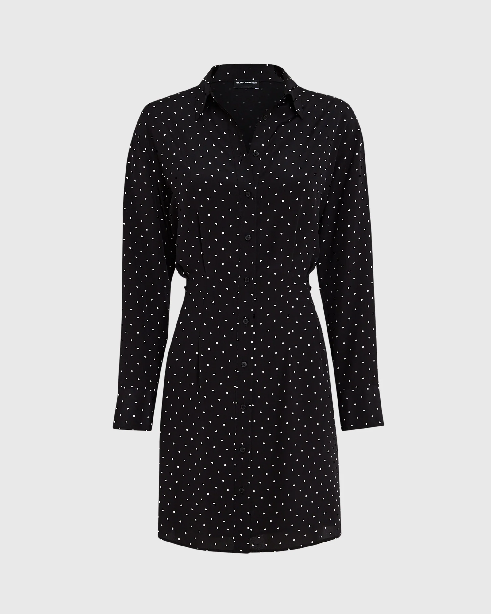 Silk Blouson Waist Shirt Dress