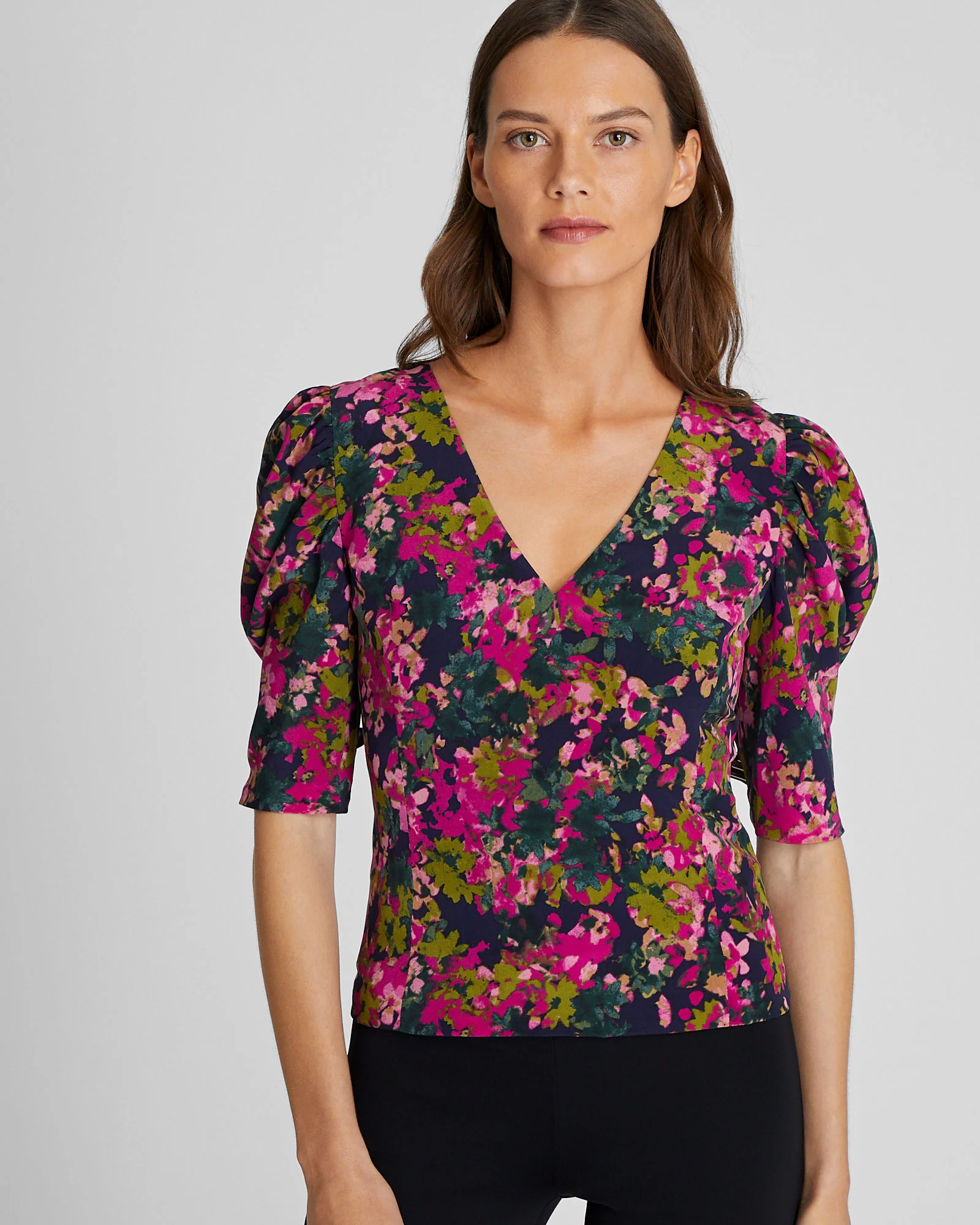 Silk Ruched Sleeve Top