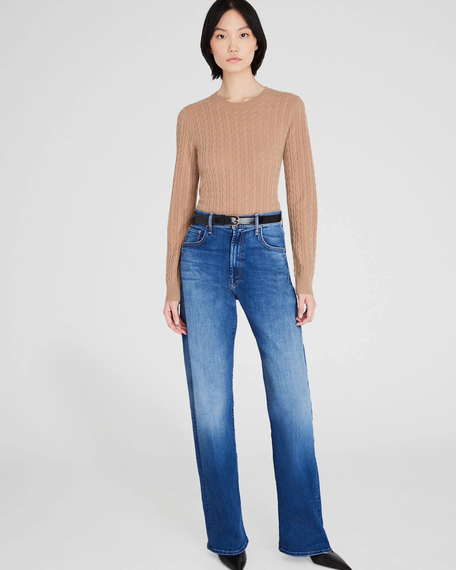 Cashmere Mini-Cable Long-Sleeve Crewneck
